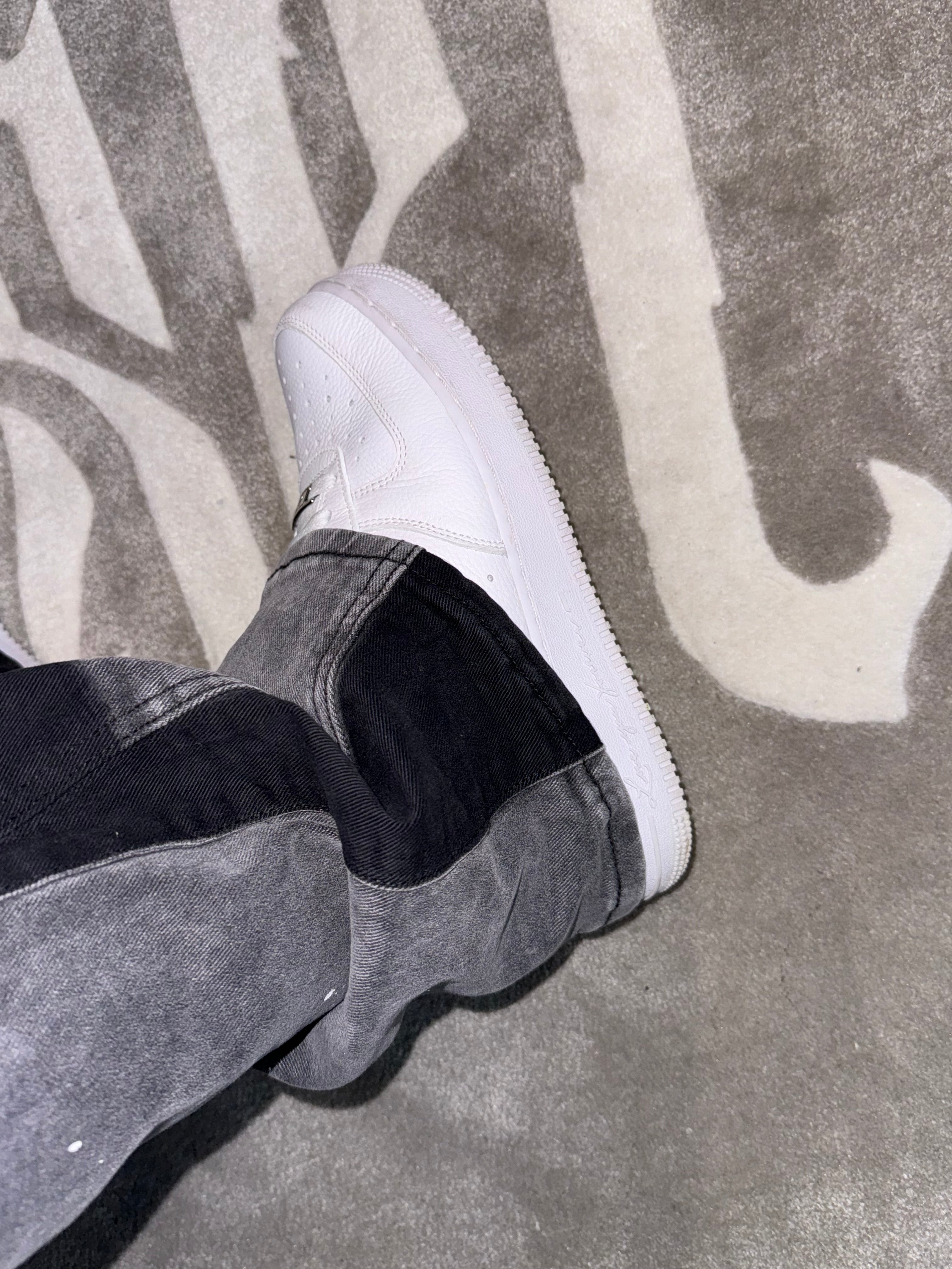 Grey Black Flared Denim
