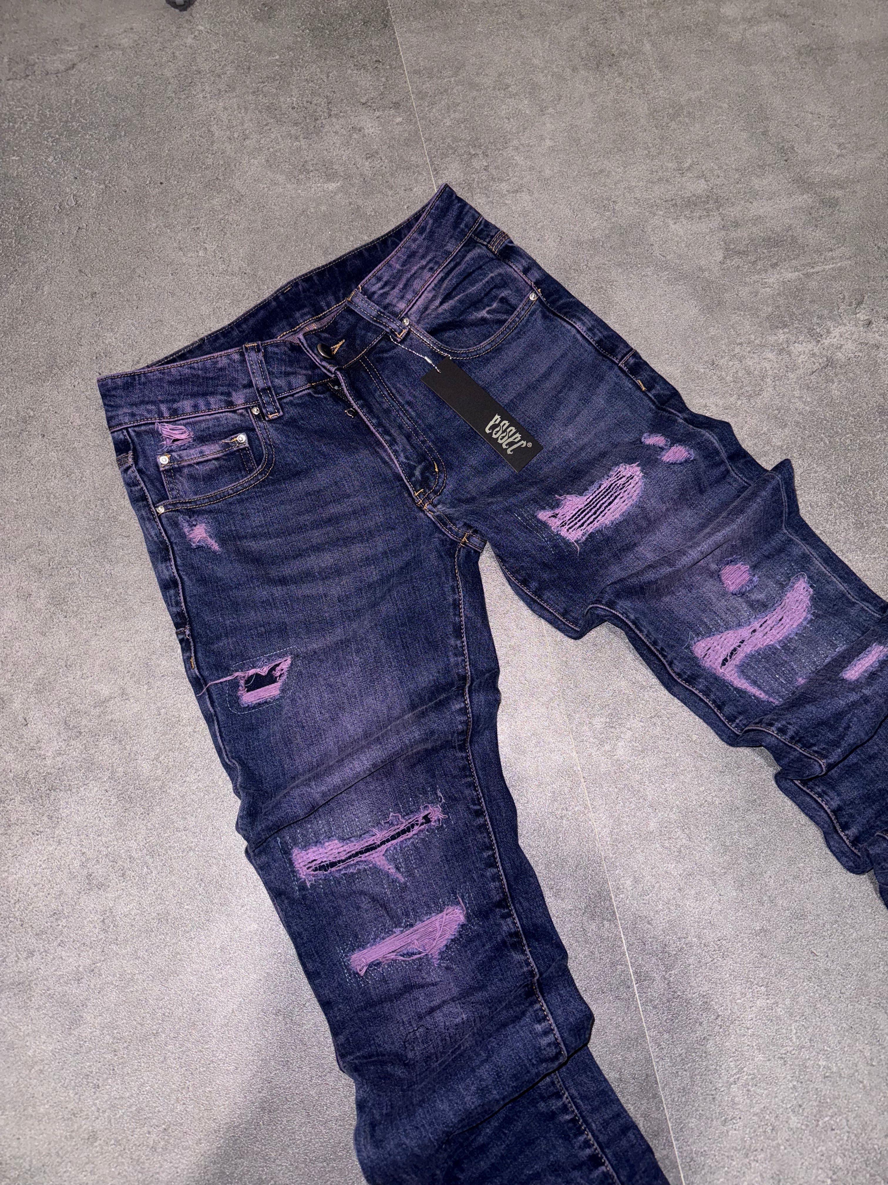 Stacked Purple Distressed