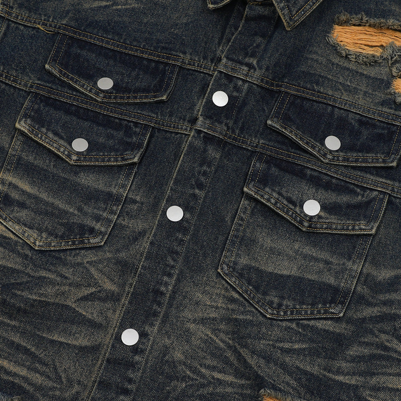 Denim Distressed Shirt Dirty Wash