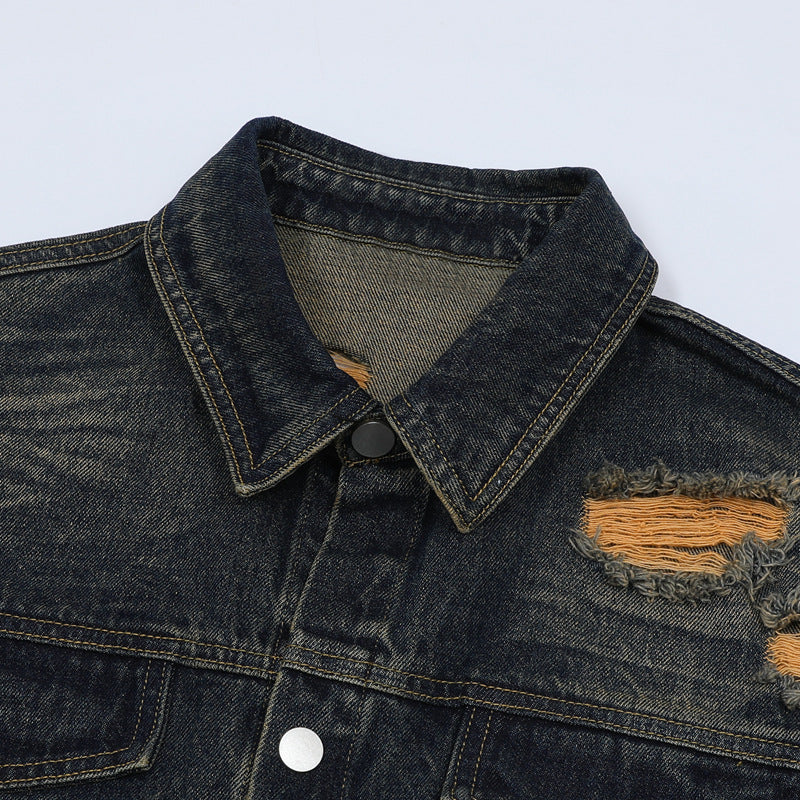 Denim Distressed Shirt Dirty Wash