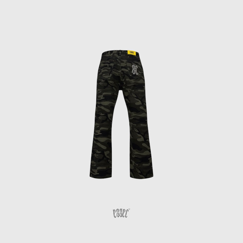 Pearl Flared Camo Denim