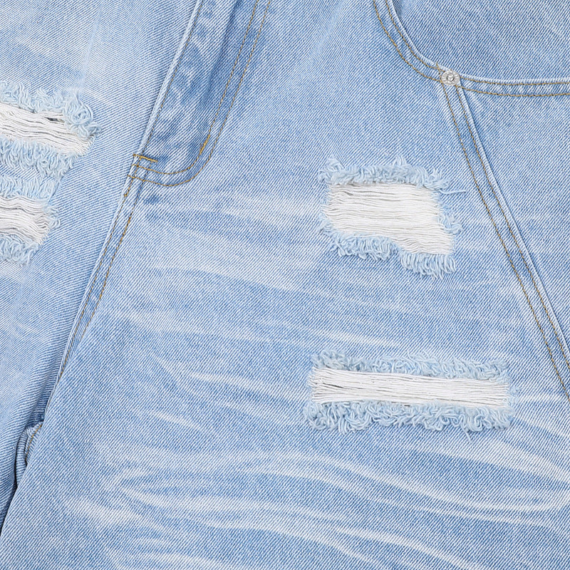 Denim Distressed Shorts Blue
