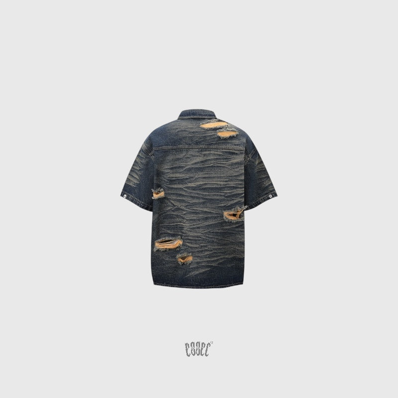Denim Distressed Shirt Dirty Wash