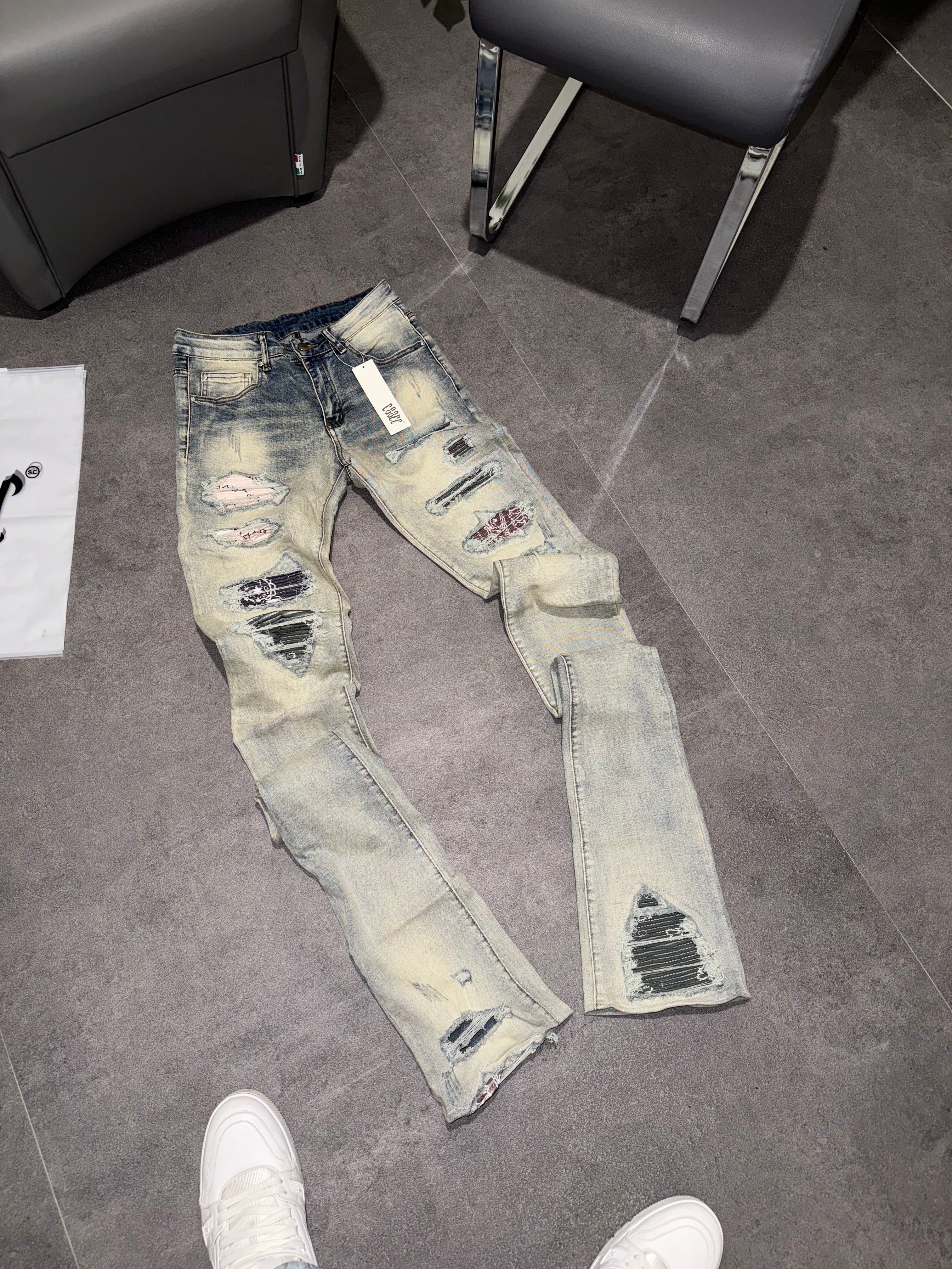 Stacked Full Bandana Grey Denim