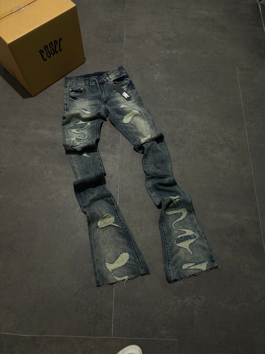 Stacked Blue Patch Denim