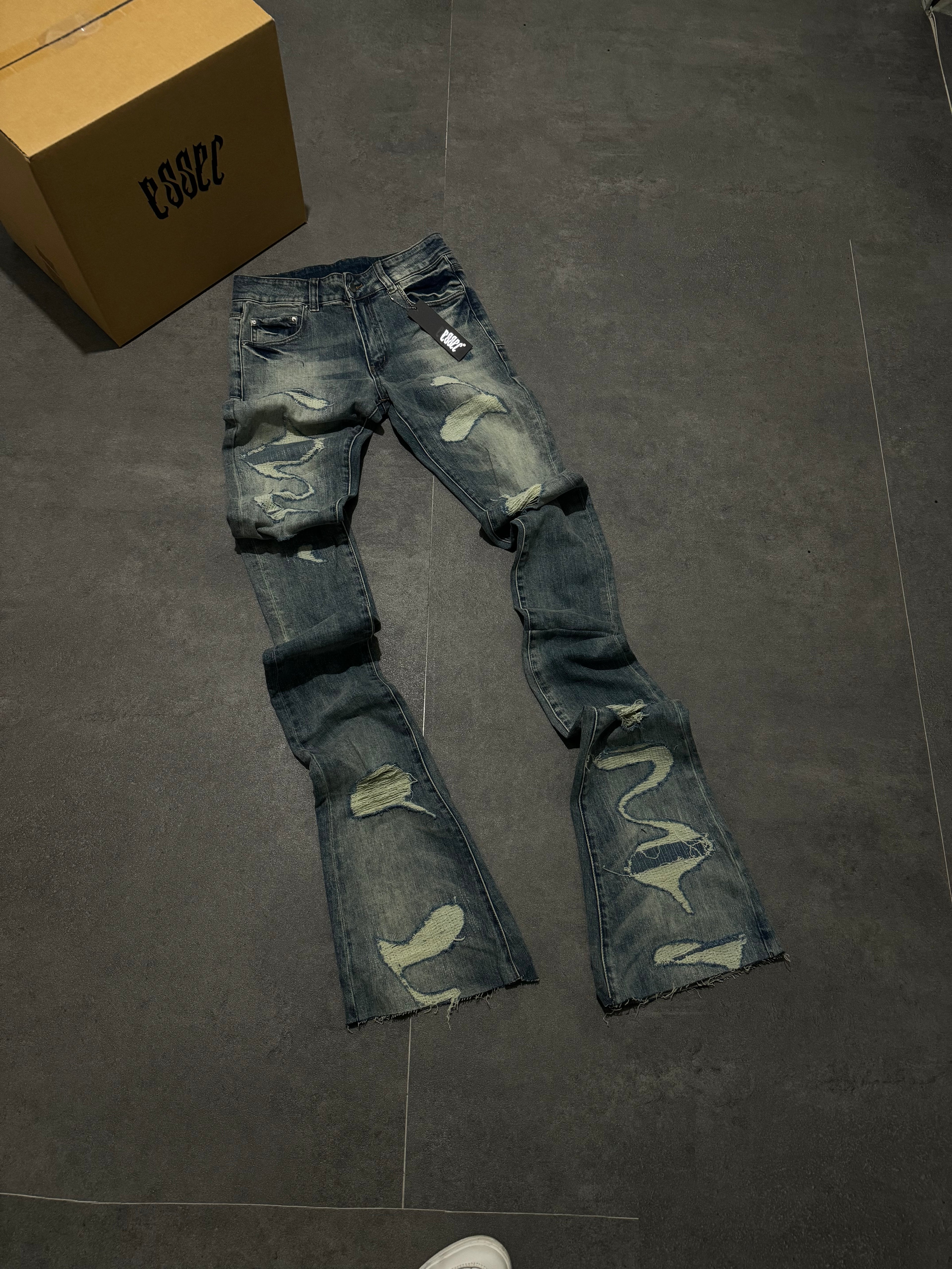 Stacked Blue Patch Denim