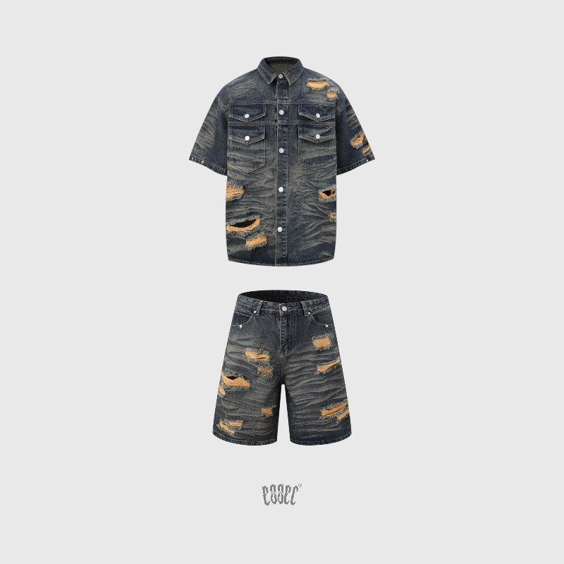 Denim Distressed Set Dirty Wash
