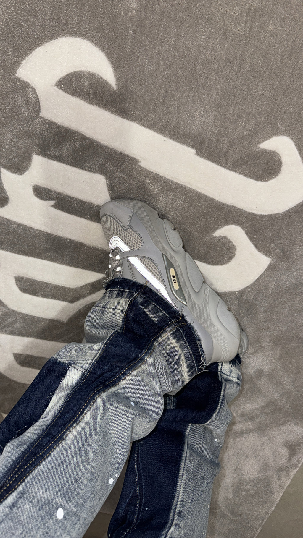 Blue Painted Flared Denim