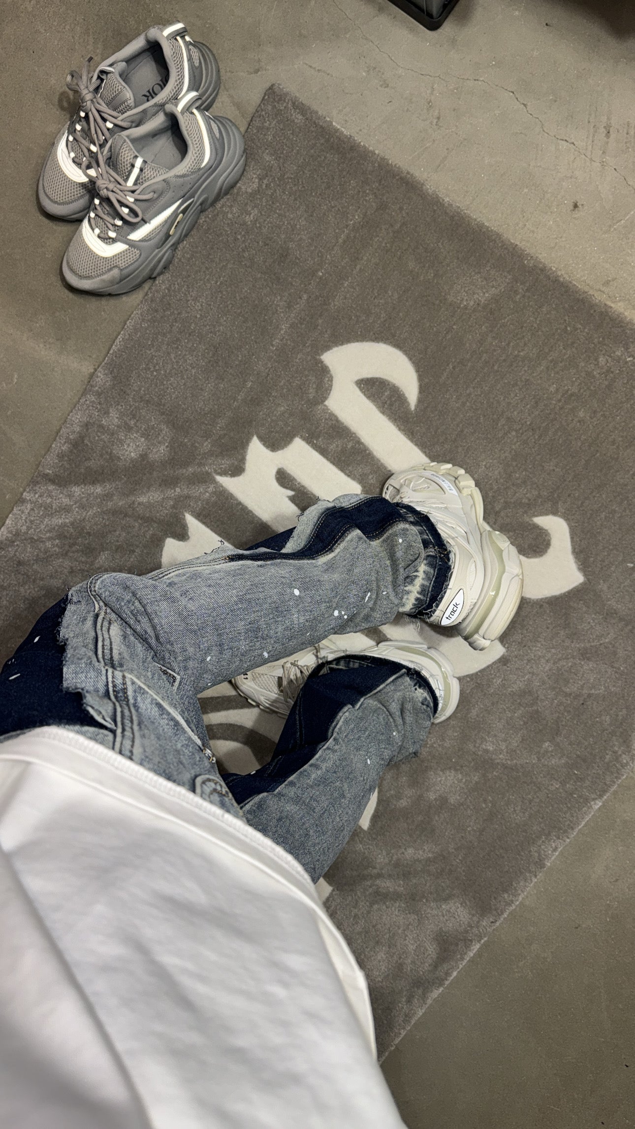 Blue Painted Flared Denim