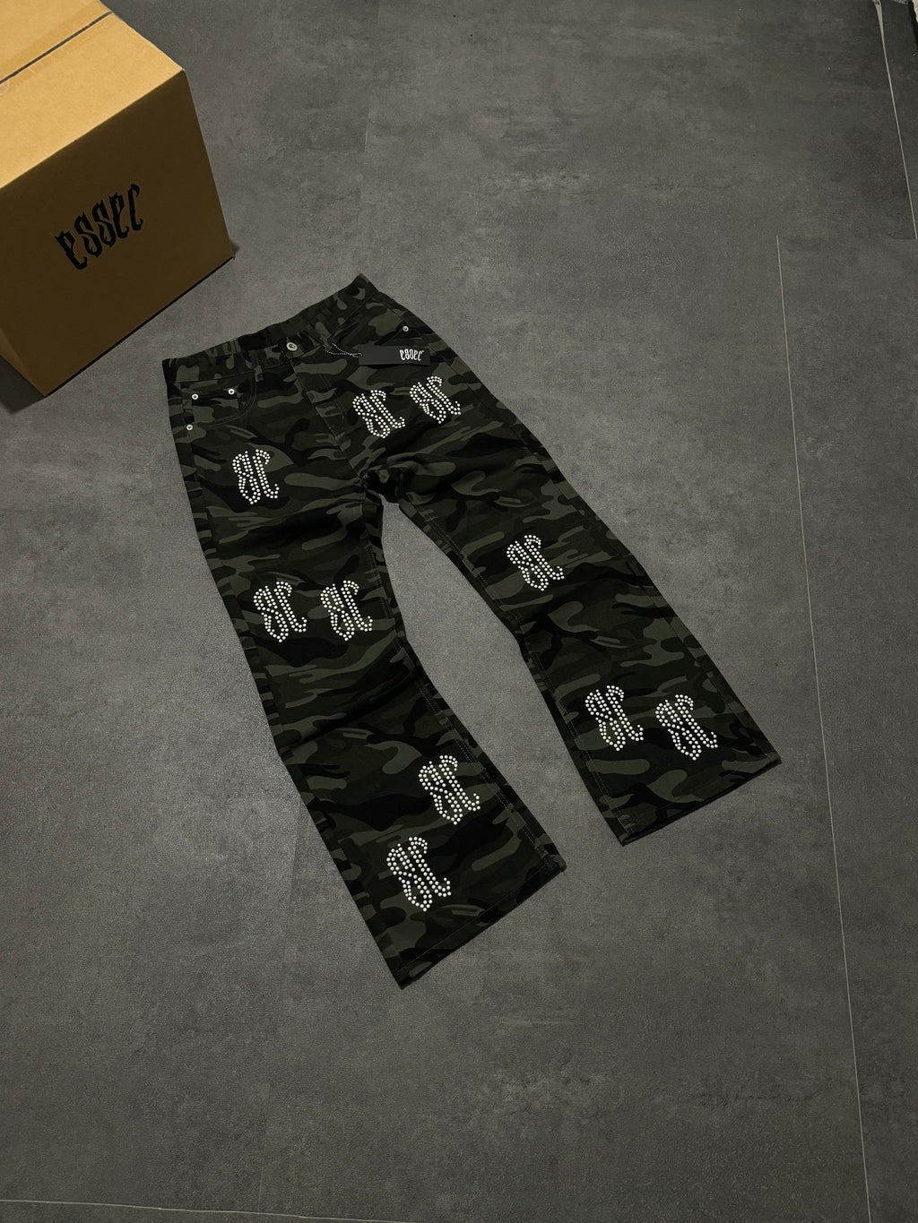 Pearl Flared Camo Denim