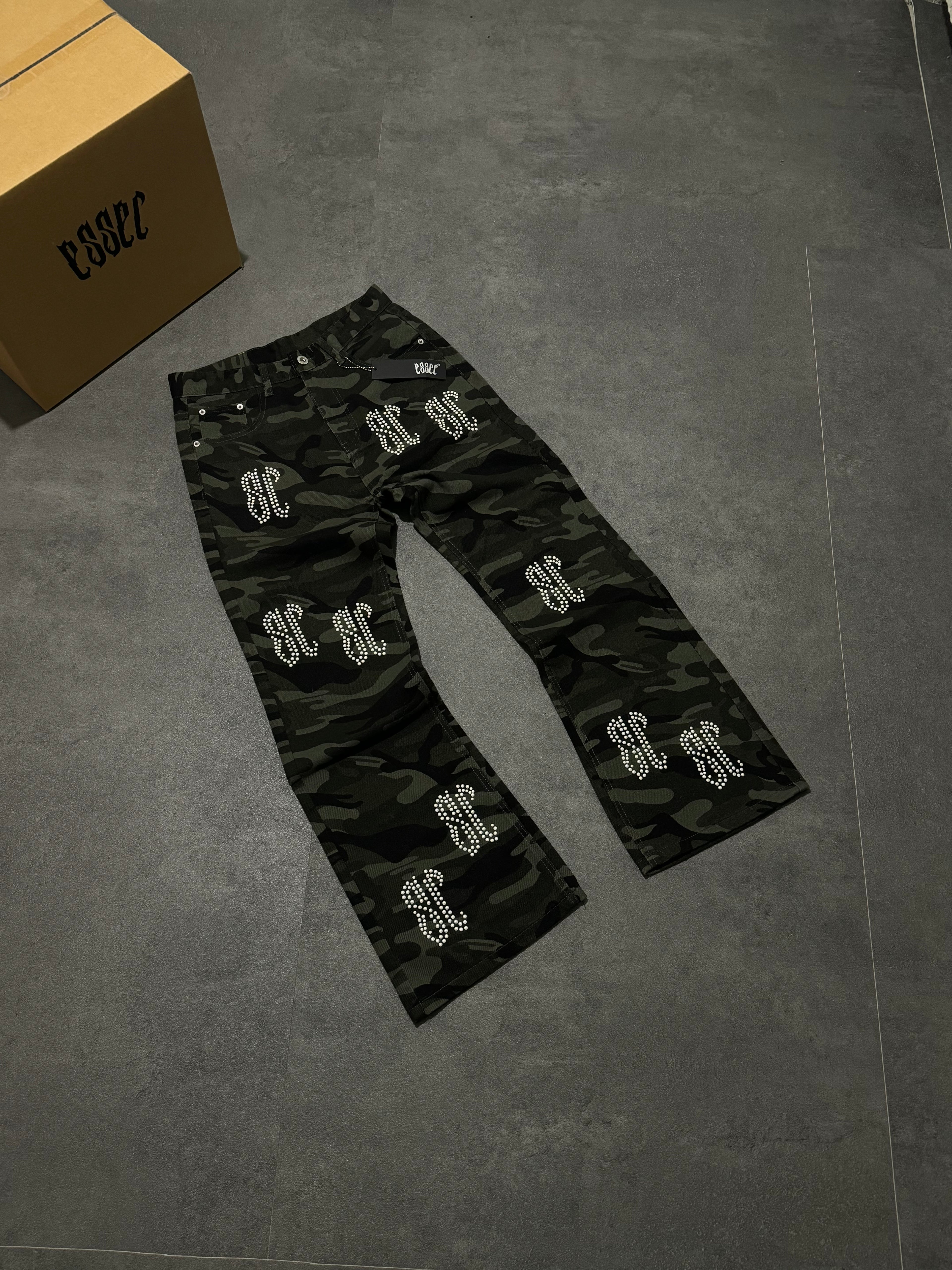 Pearl Flared Camo Denim