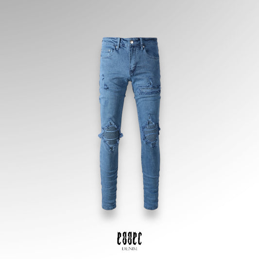 Indigo Blue Wash Ripped Denim