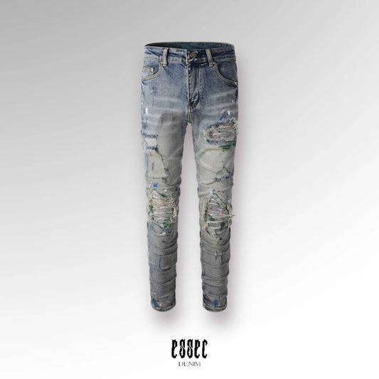 Grey Paint Distressed Denim (24h shipping)