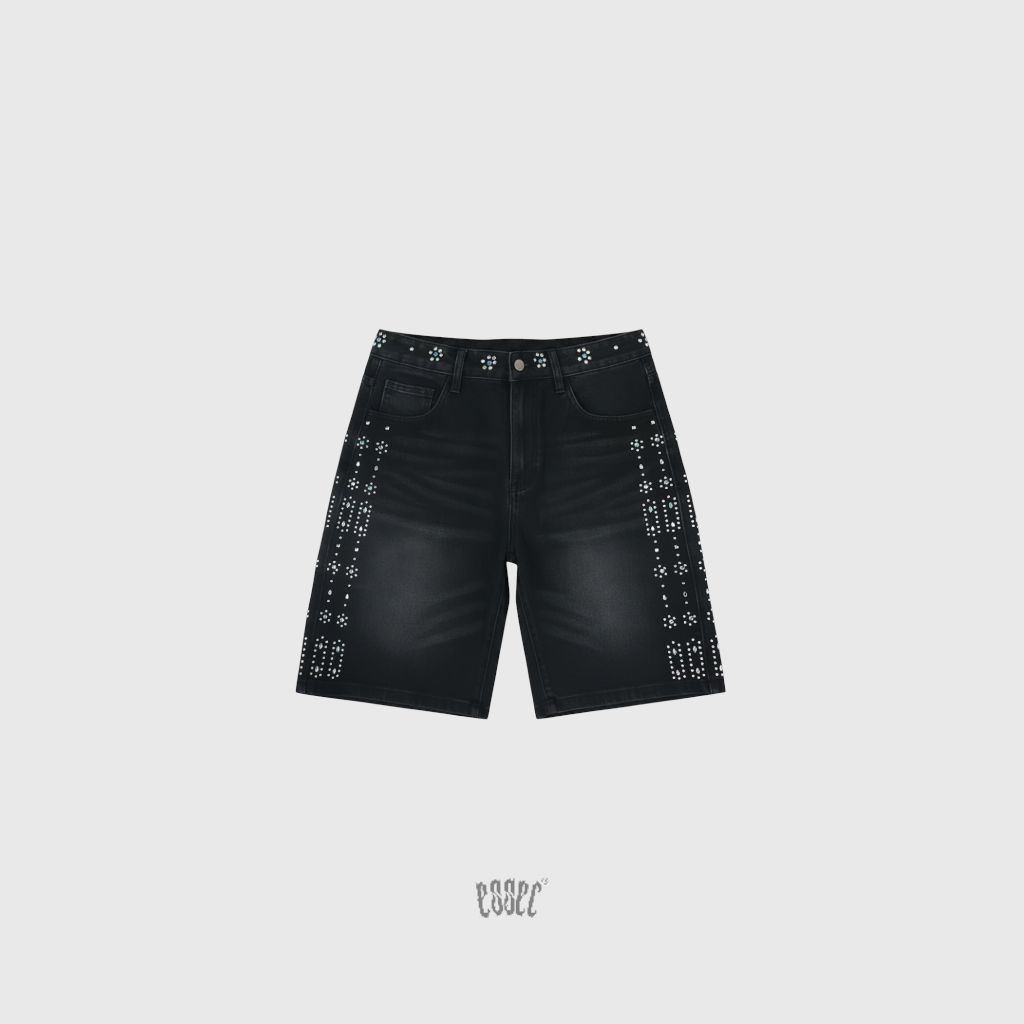 Black Rhinestone Shorts