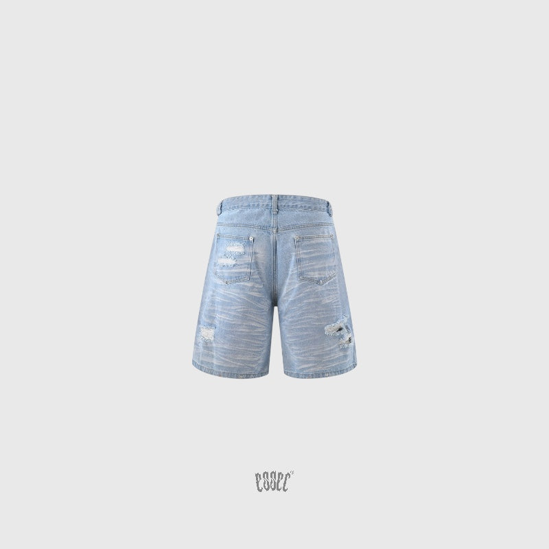 Denim Distressed Shorts Blue