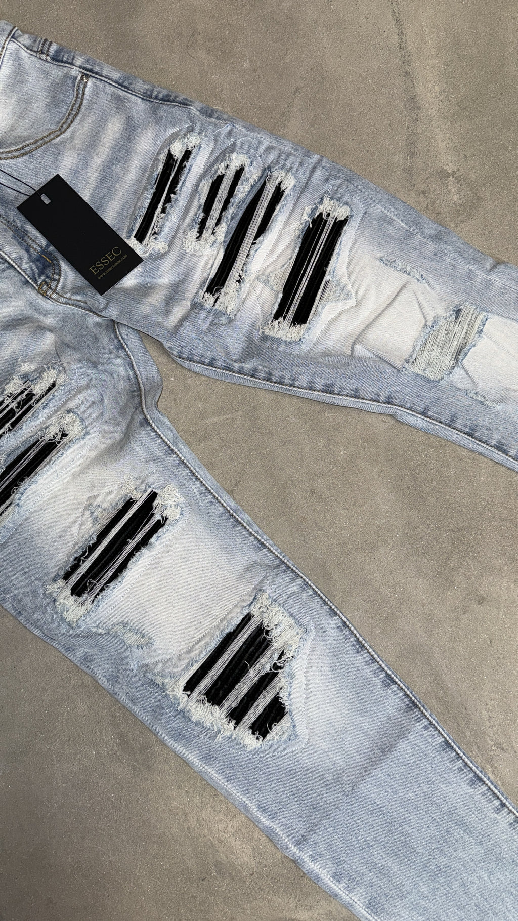 Full Ripped Leather Denim