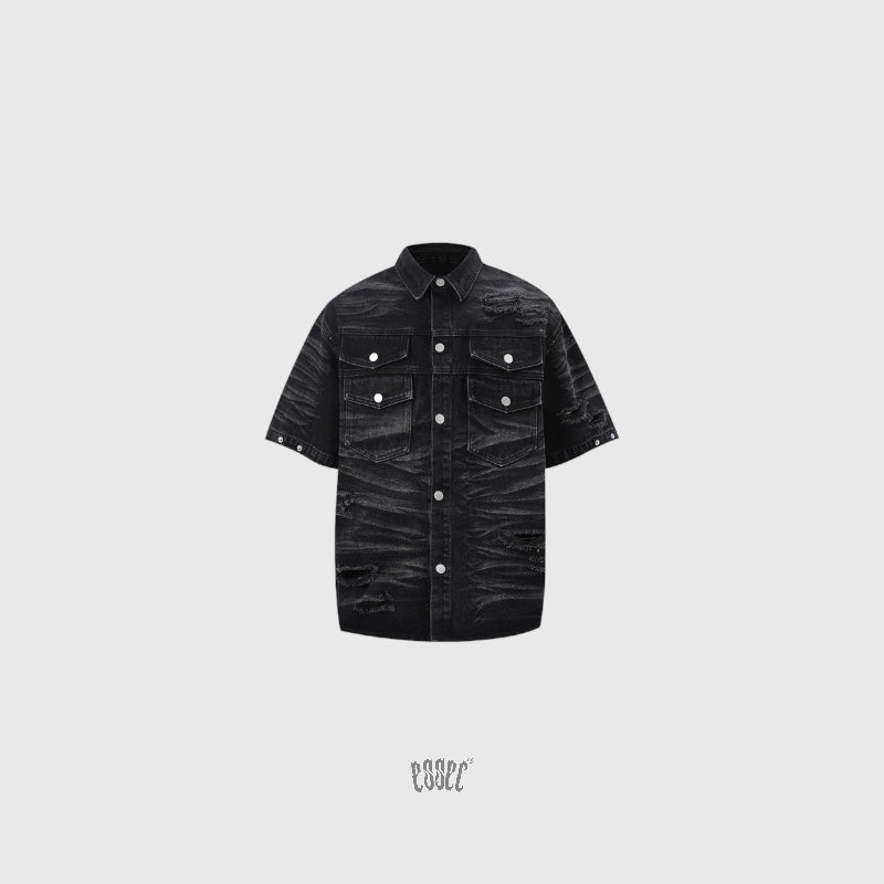 Denim Distressed Shirt Black