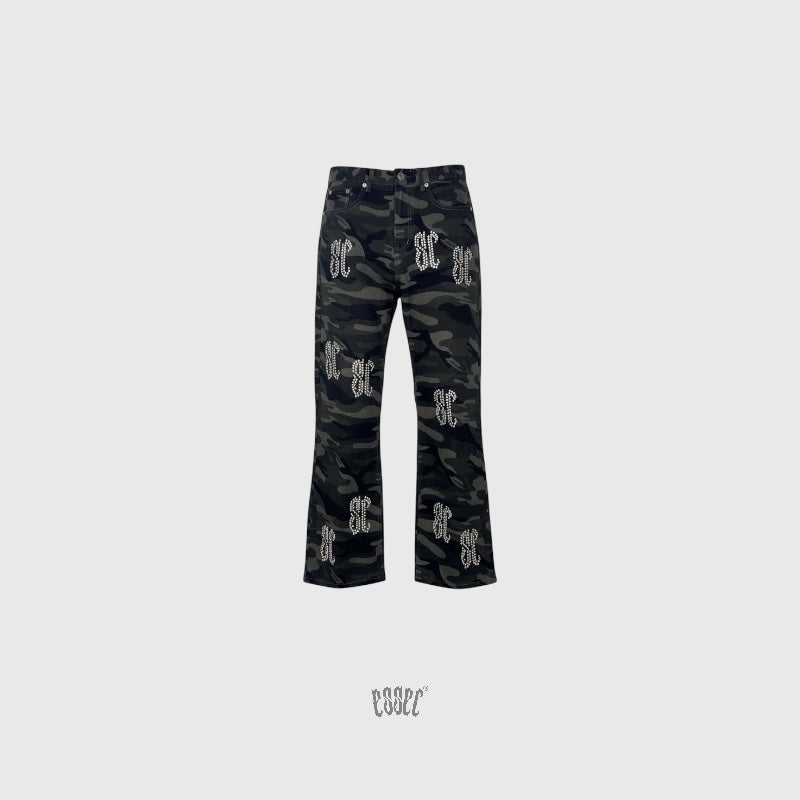 Pearl Flared Camo Denim