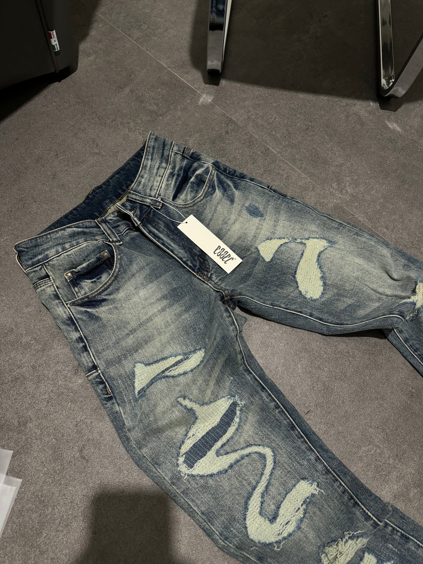 Distressed Patch Blue Denim