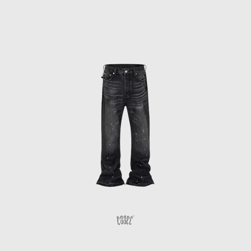 Essec Flared Black Painted Denim