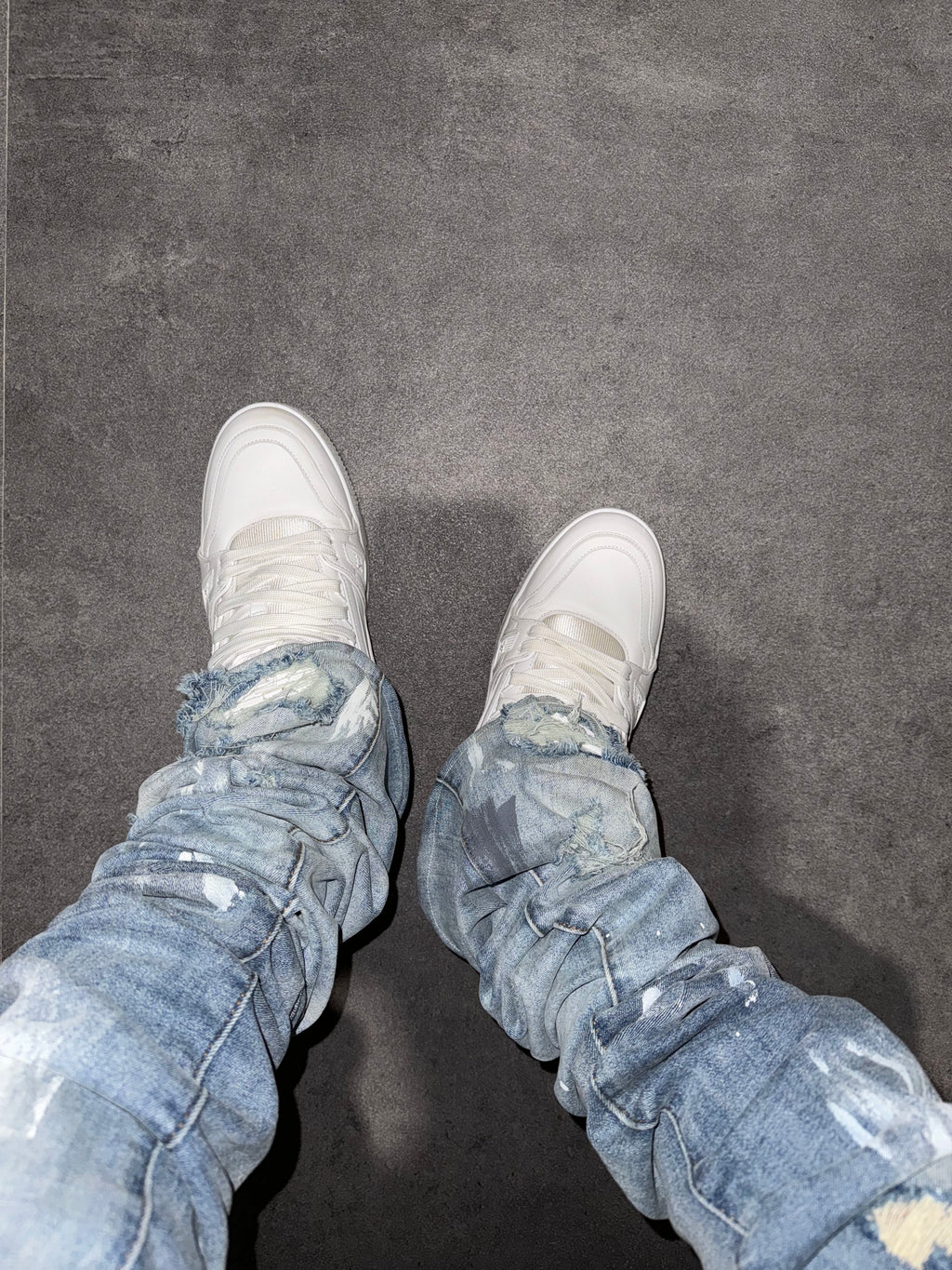 Stacked Painted Distressed Denim