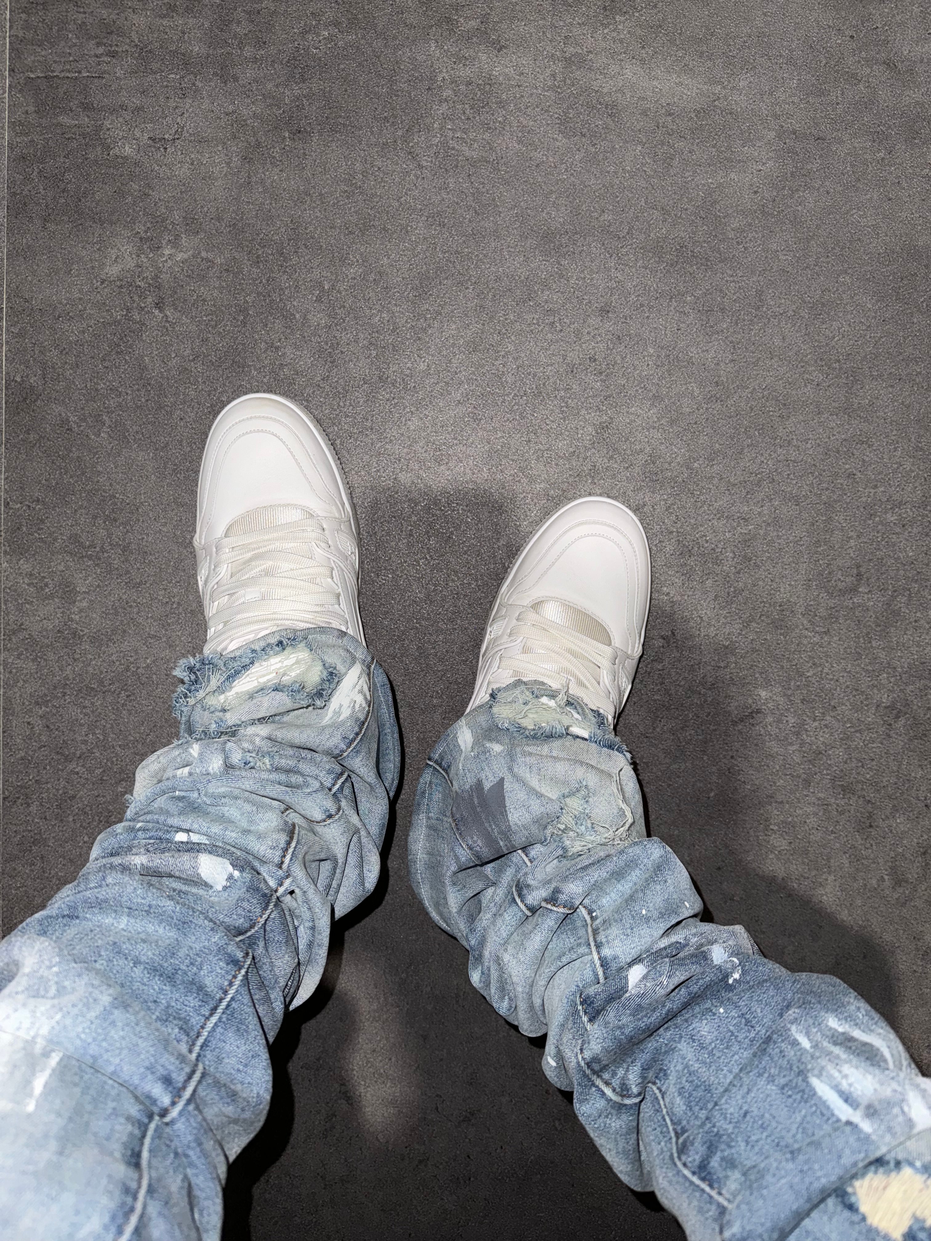 Stacked Painted Distressed Denim