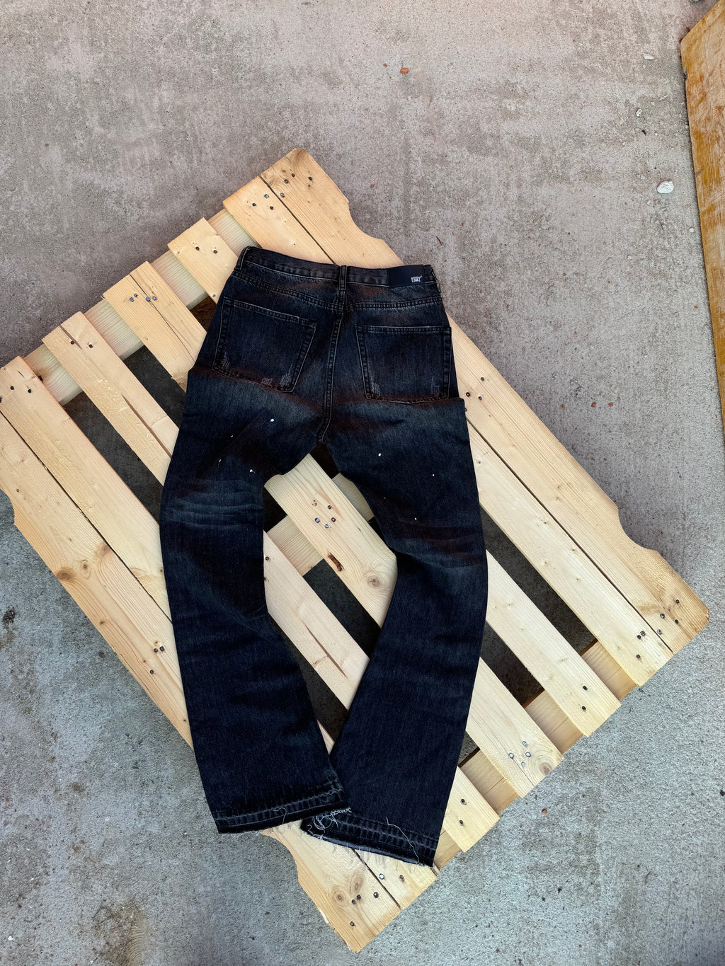 Essec Flared Black Painted Denim