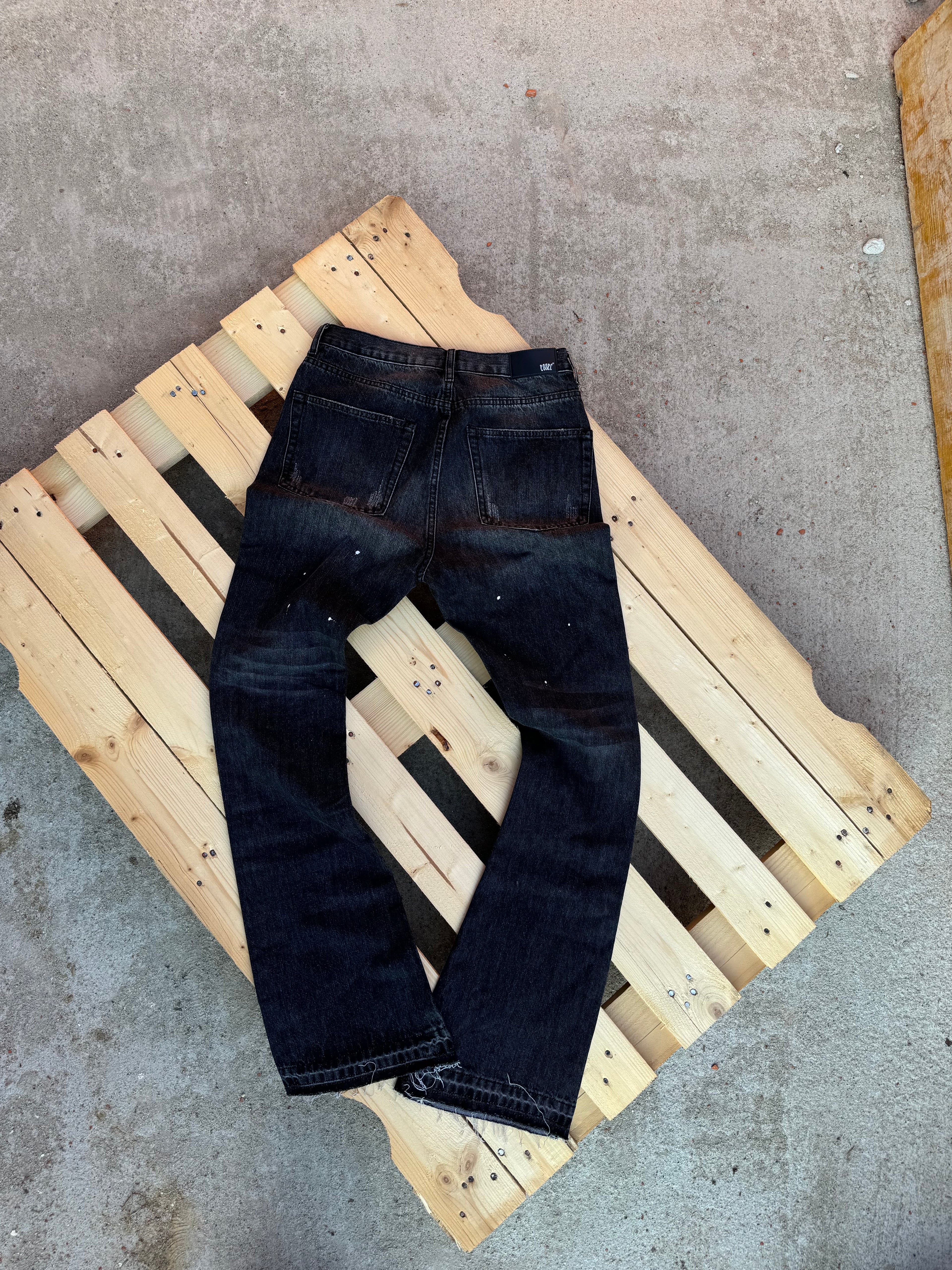 Essec Flared Black Painted Denim