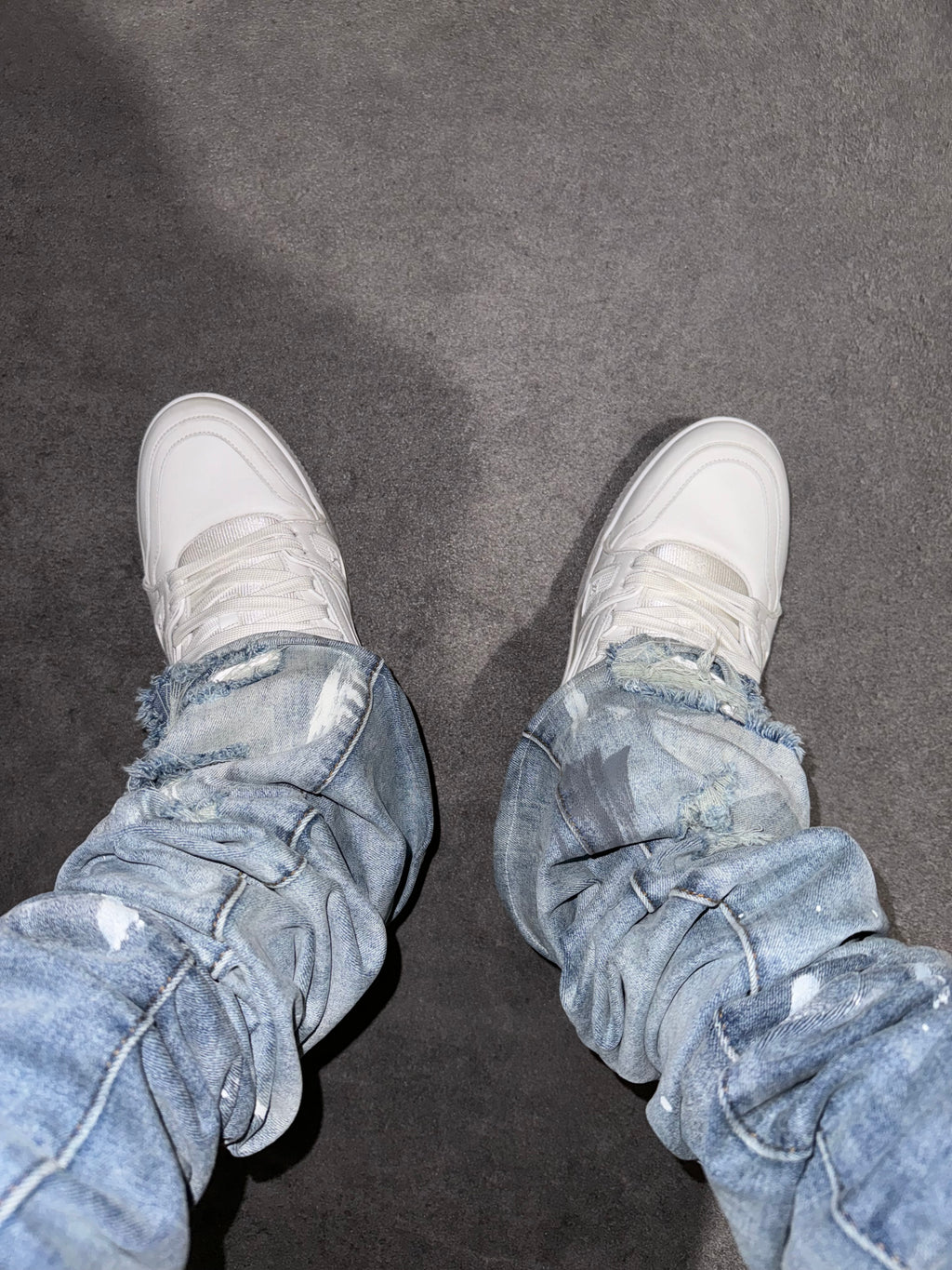 Stacked Painted Distressed Denim