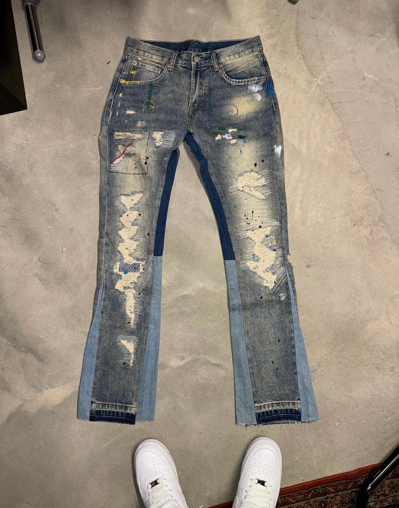 Stacked Blue Distressed Denim