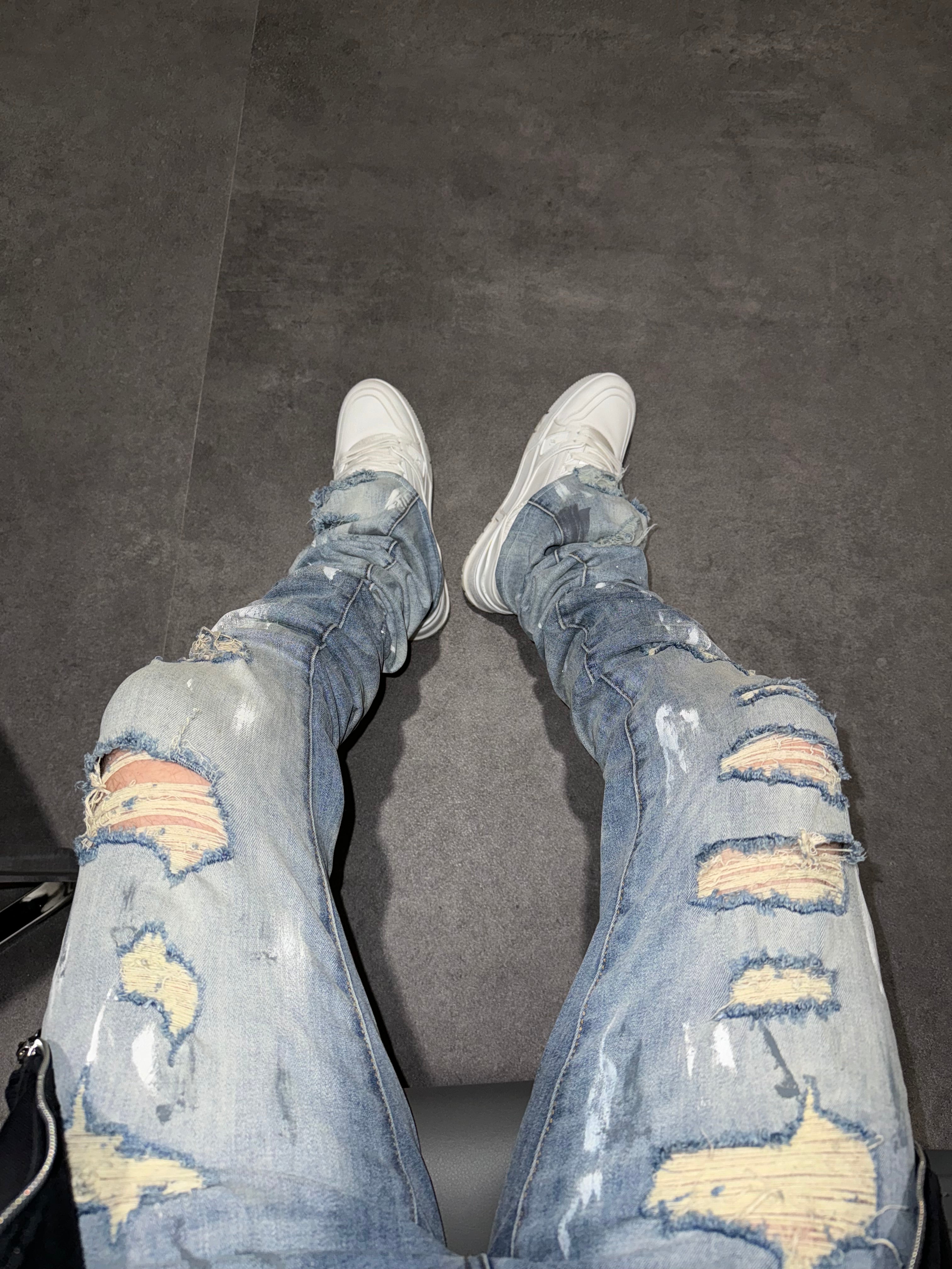 Stacked Painted Distressed Denim