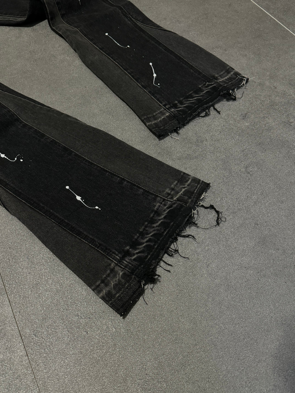 Flared Paint Black Denim