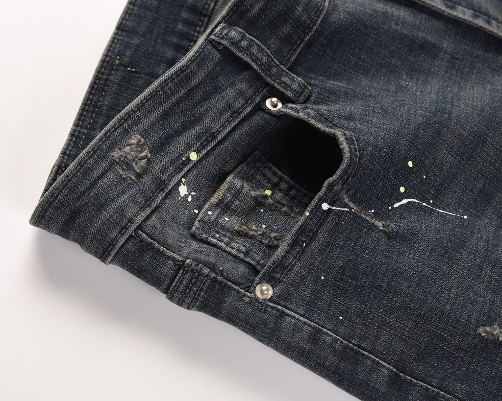 Dark Blue Painted Denim