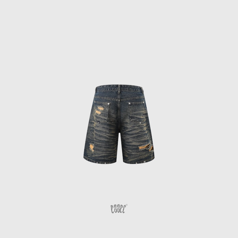 Denim Distressed Shorts Dirty Wash
