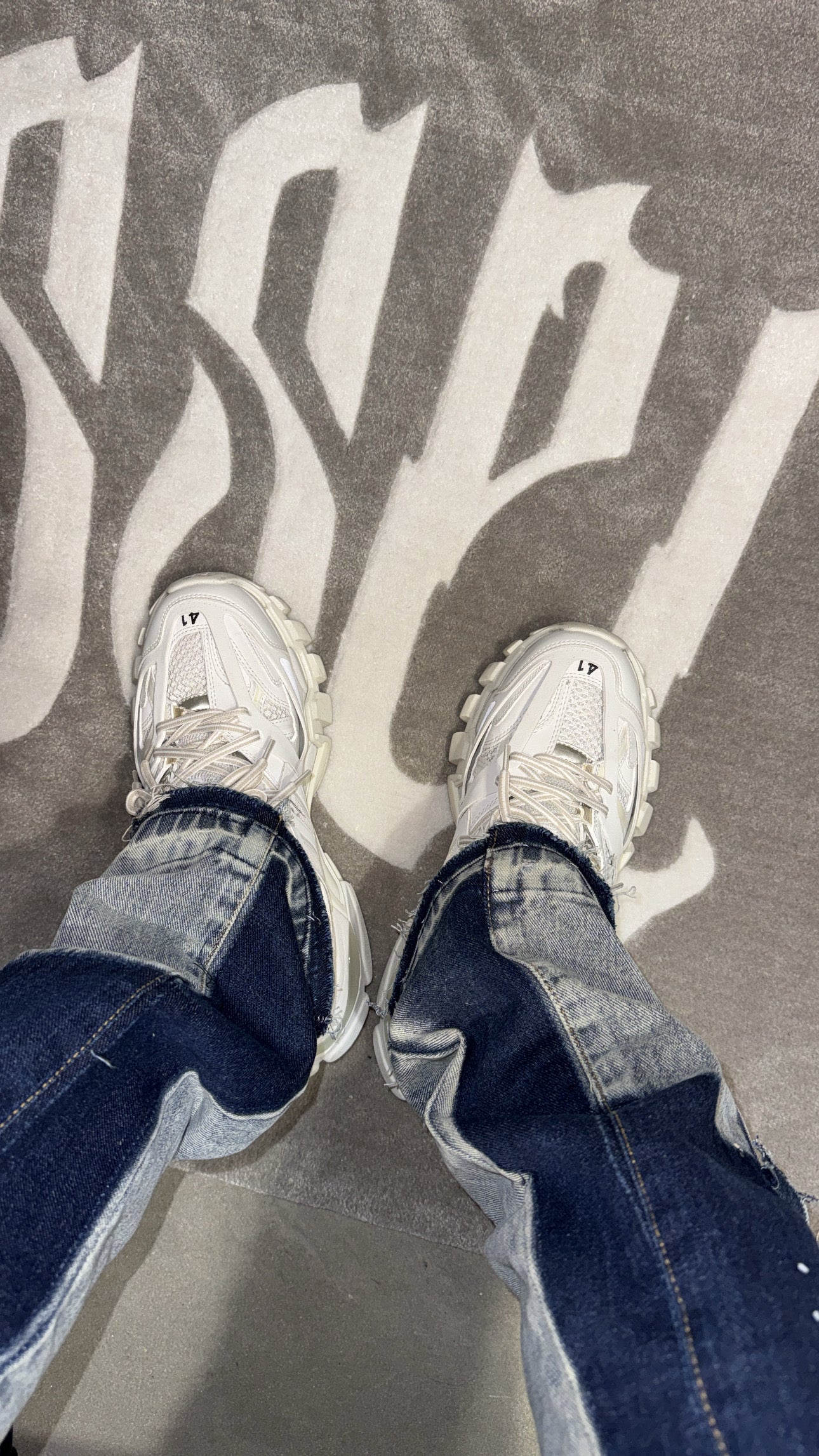 Blue Painted Flared Denim