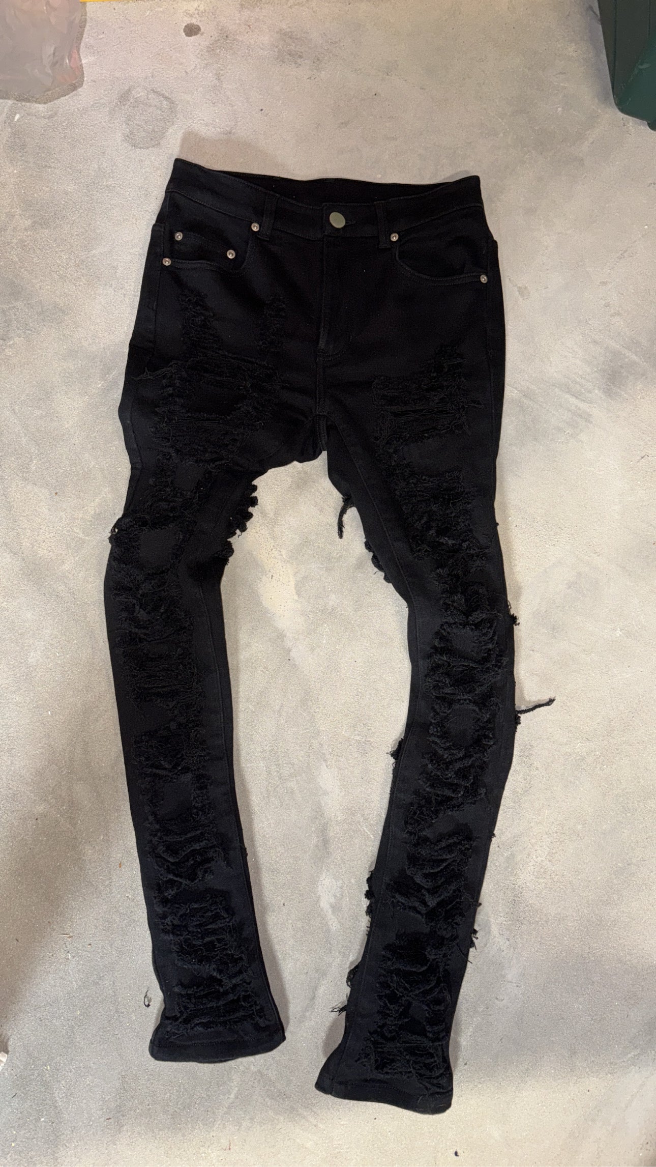 Full Black Distressed Denim