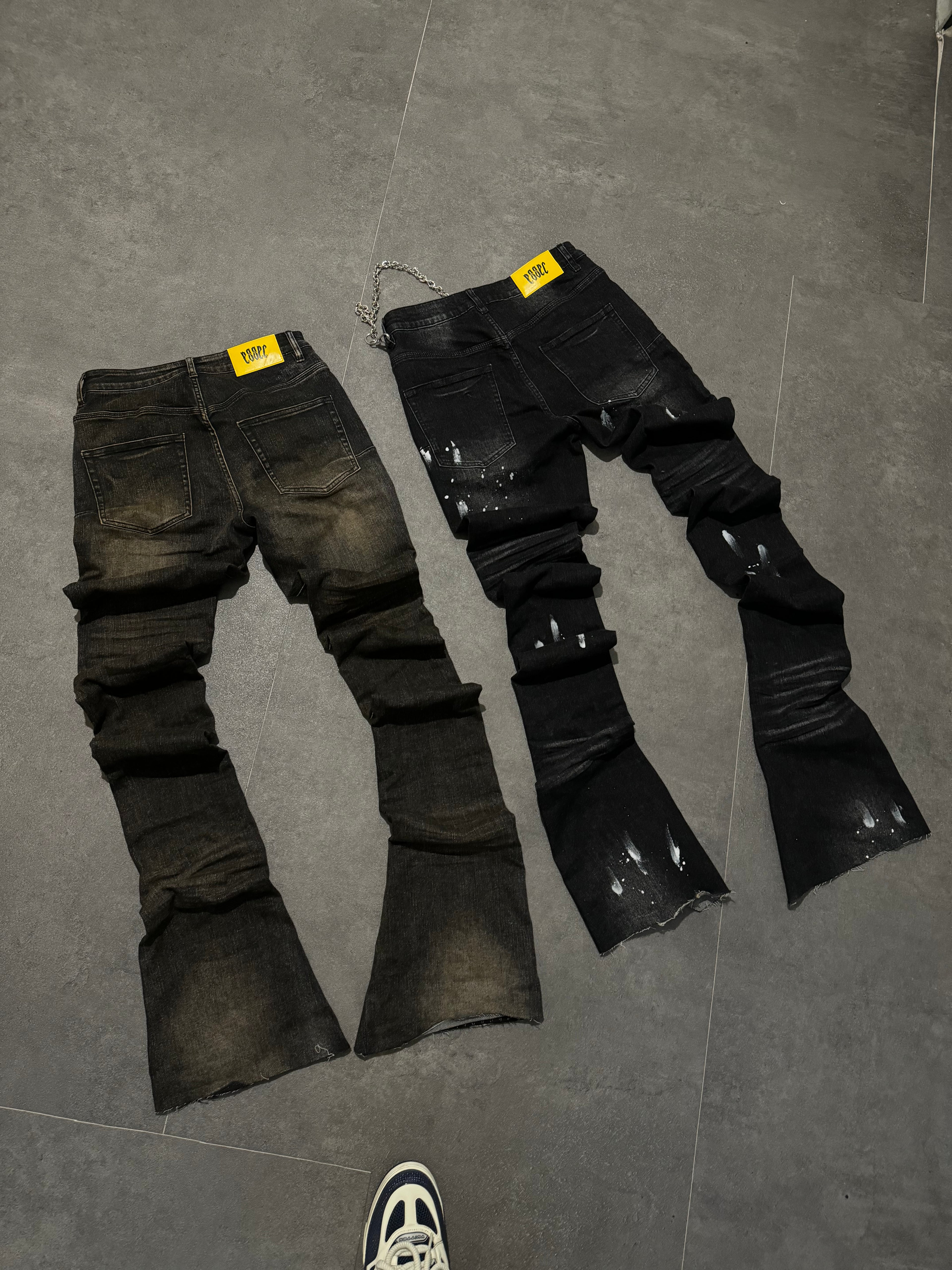 Stacked Dirty Wash Distressed Denim