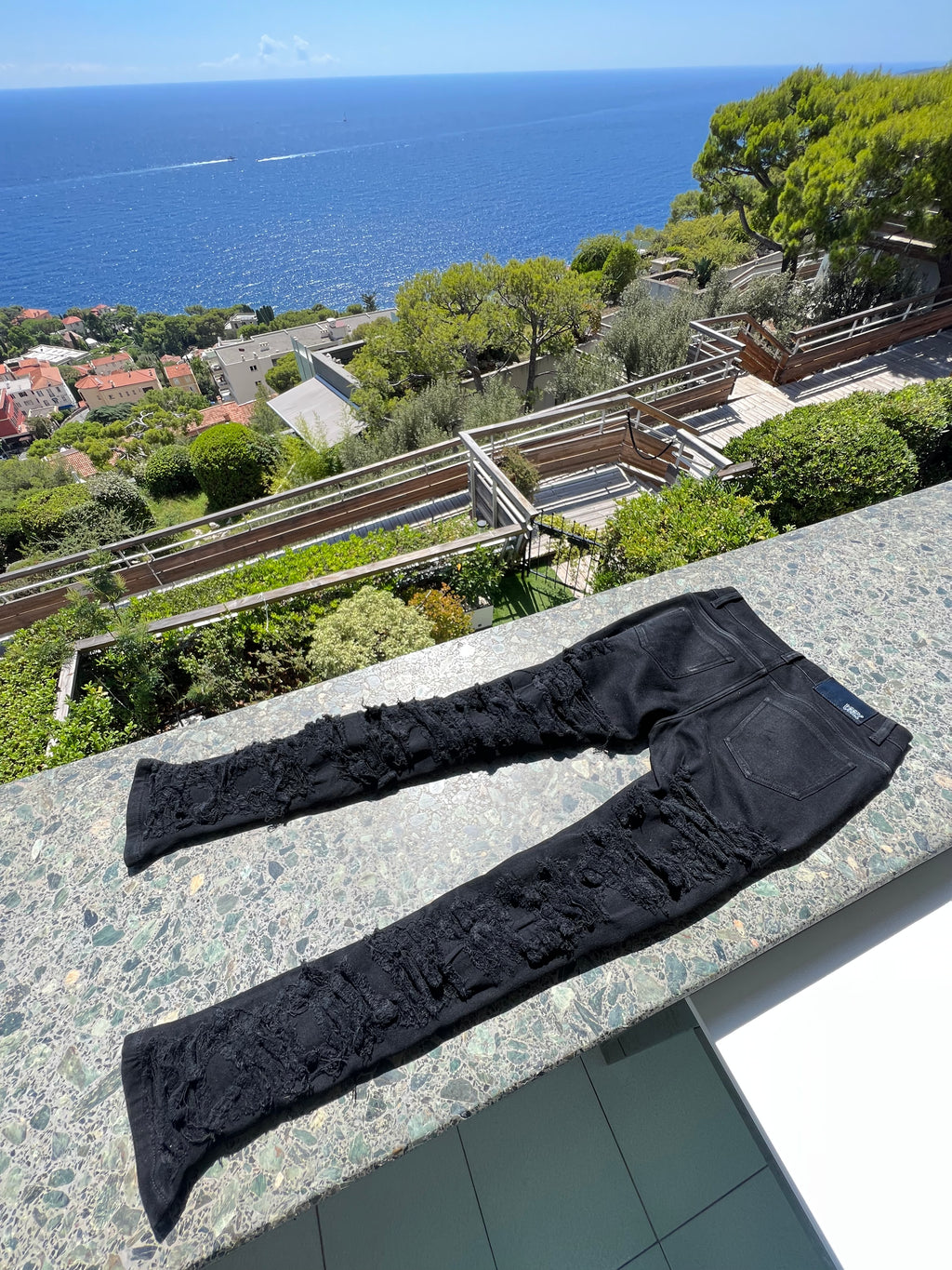 Full Black Distressed Denim