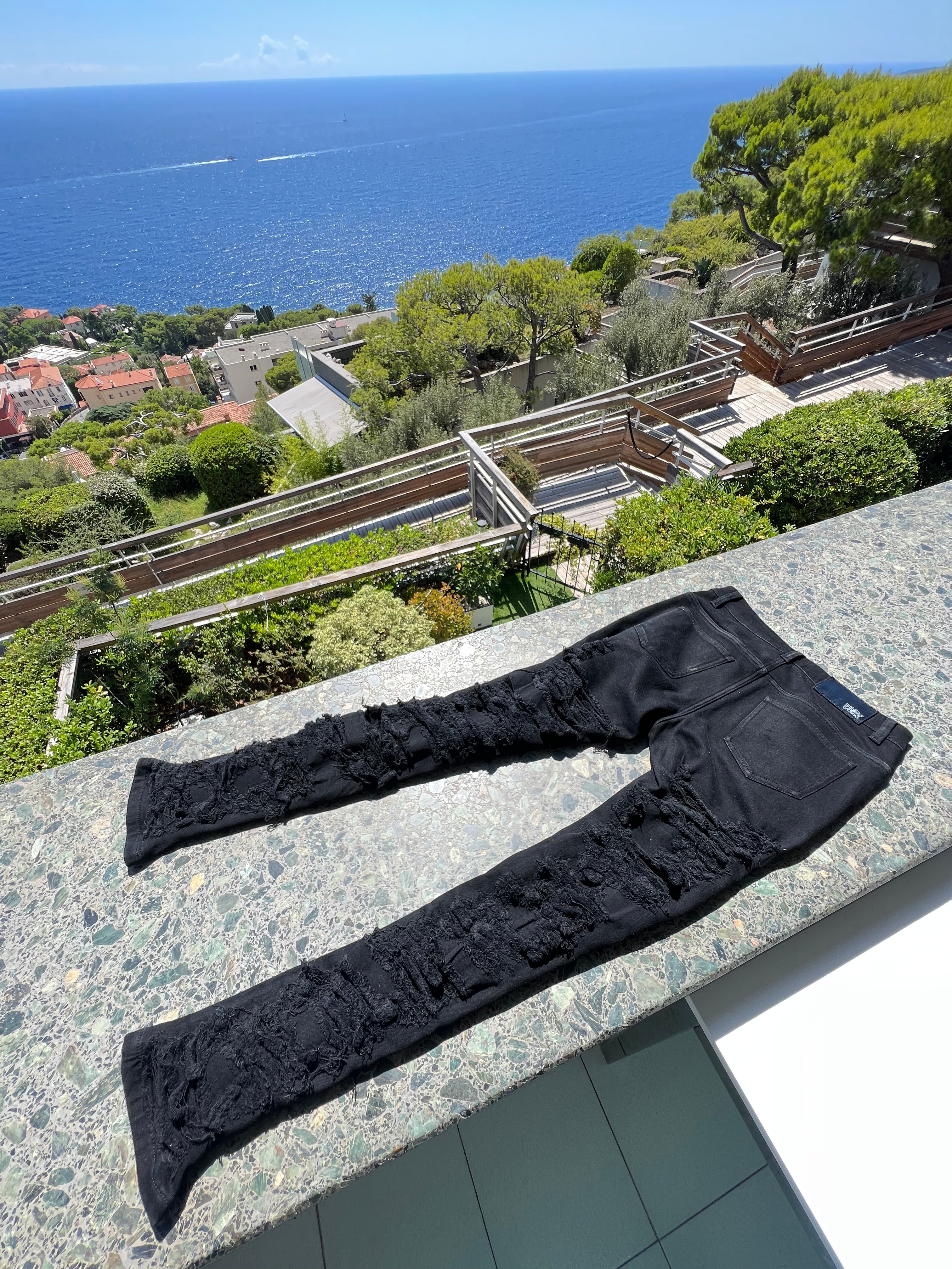 Full Black Distressed Denim