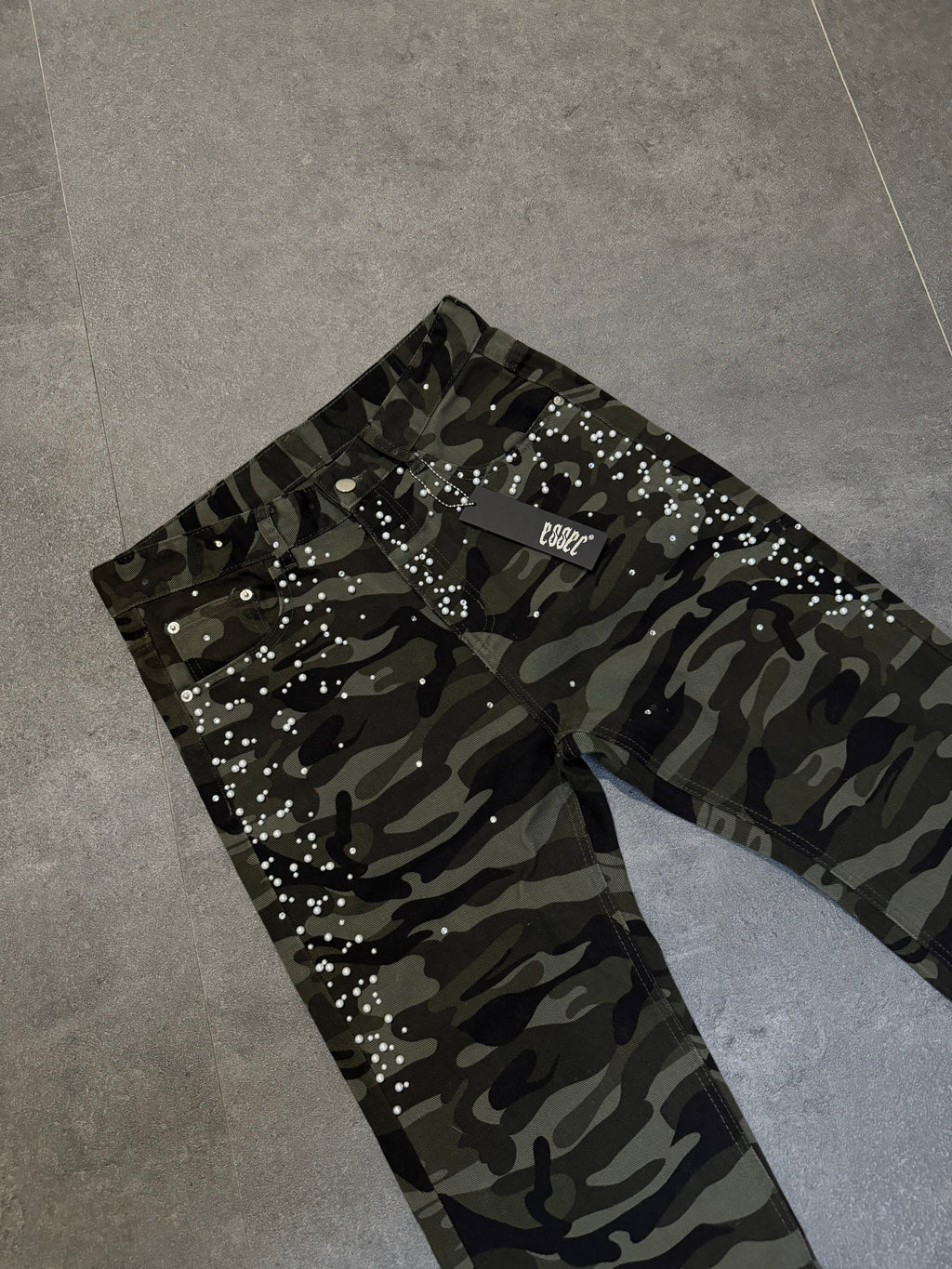 Flared Pearl Camo Denim