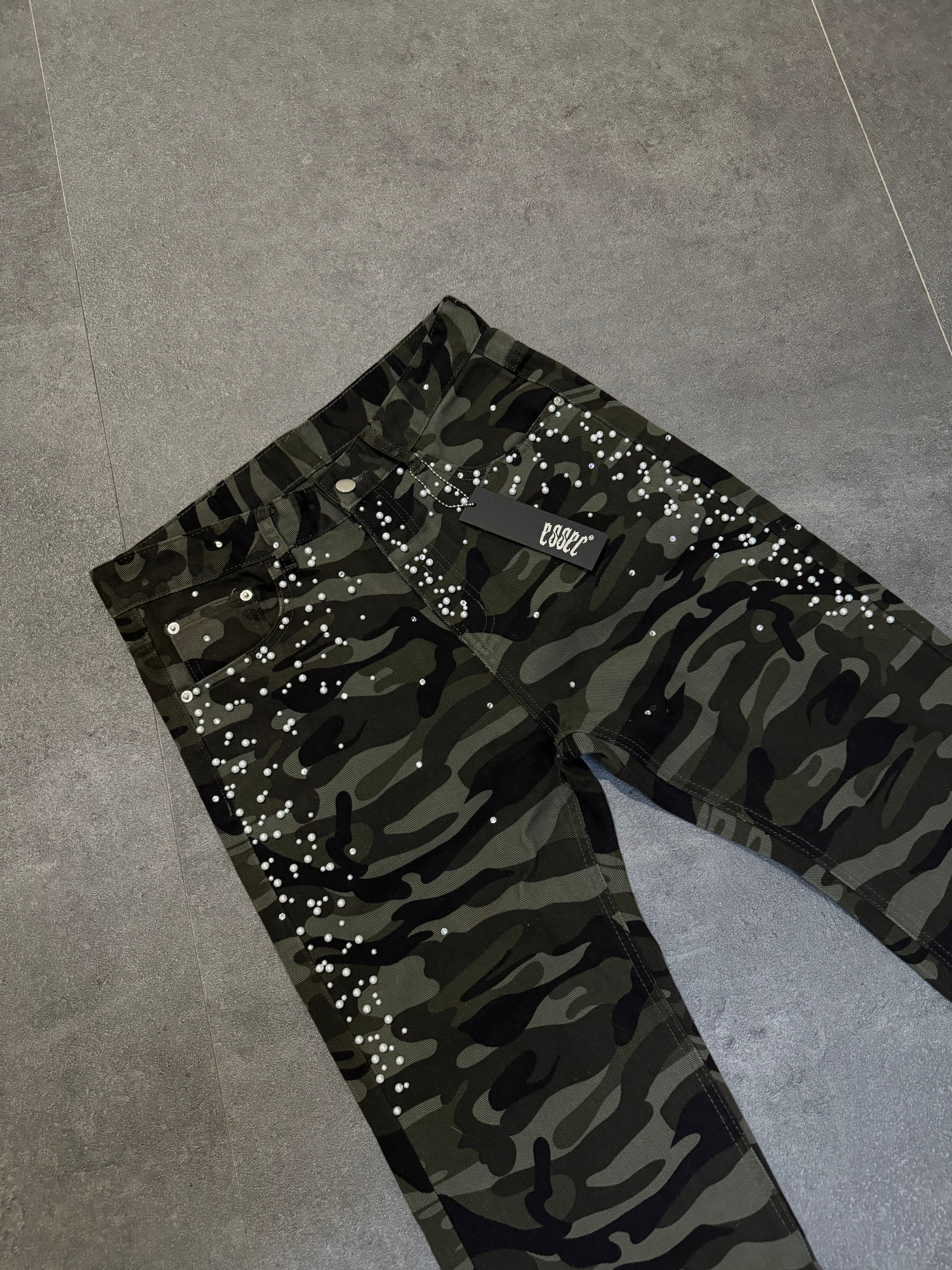 Flared Pearl Camo Denim