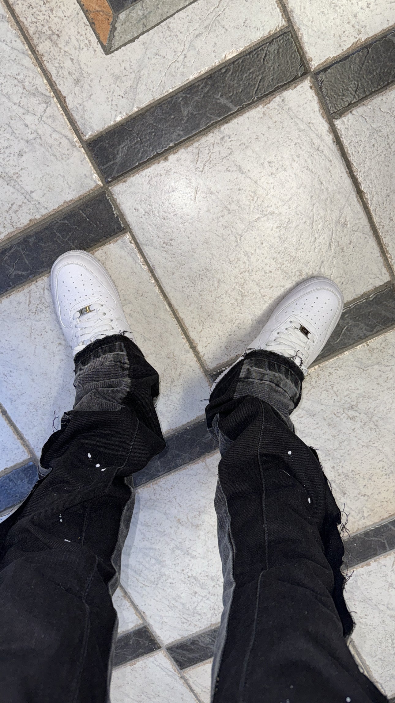 Black Painted Flared Denim