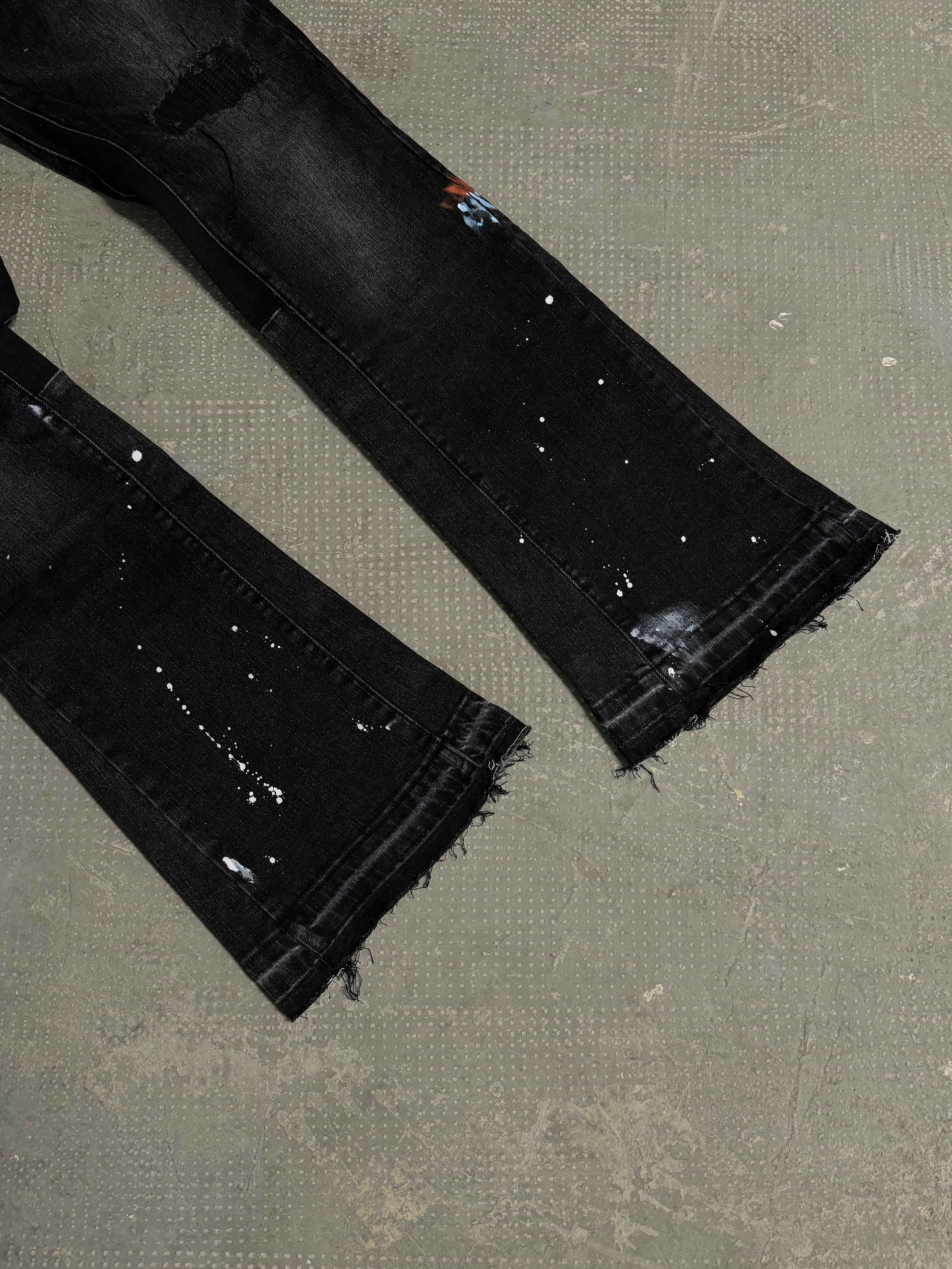 Flared Black Painted Denim