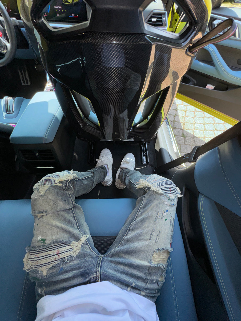 Grey Paint Distressed Denim