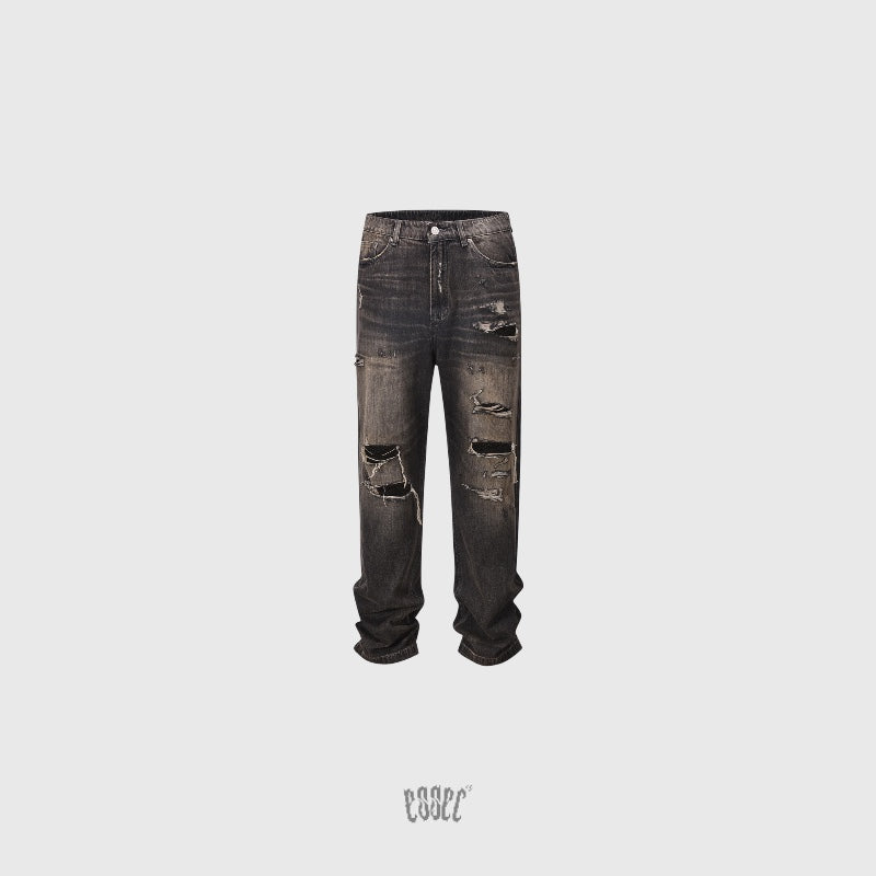 Dark Grey Baggy Distressed