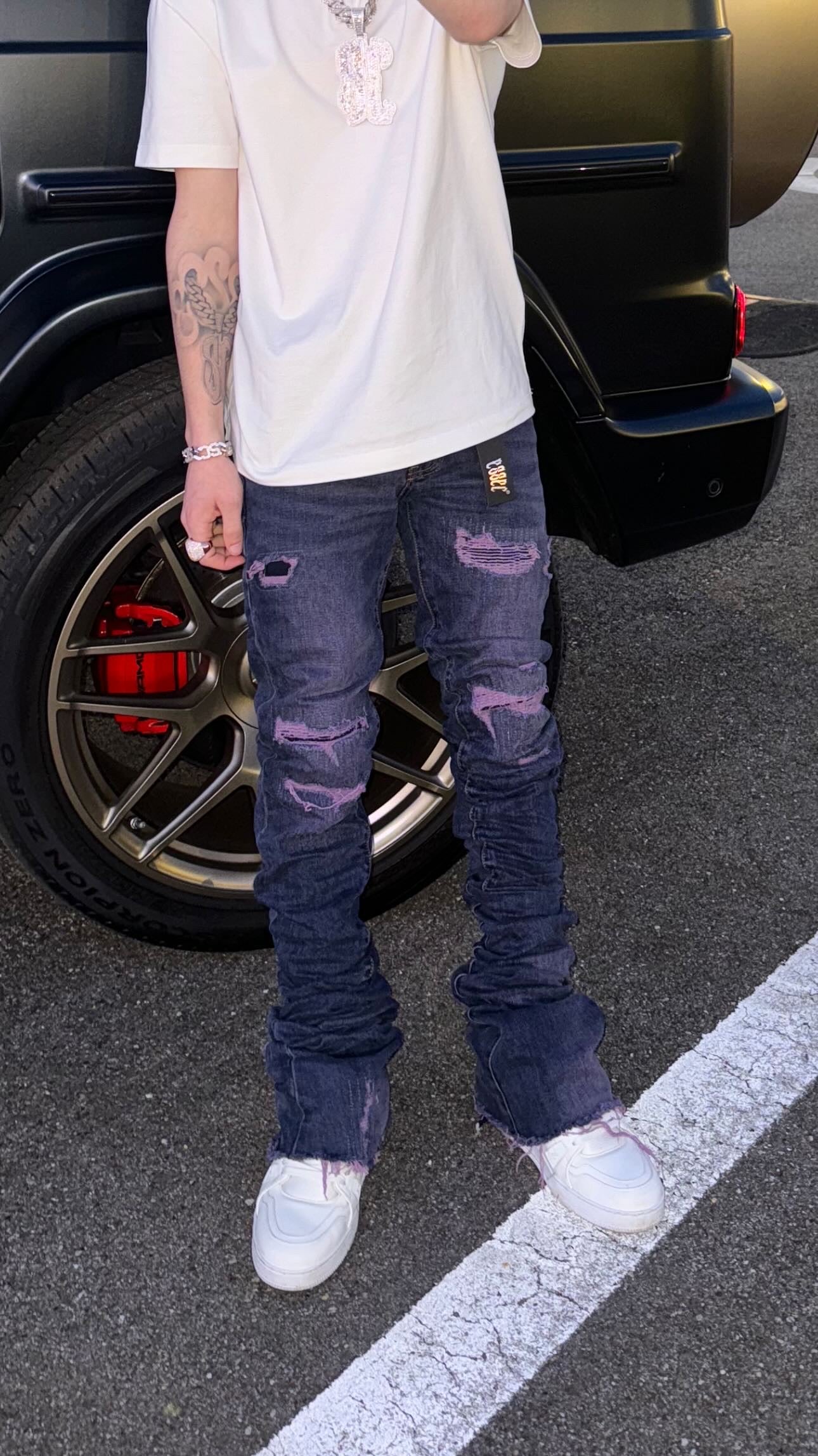 Stacked Purple Distressed