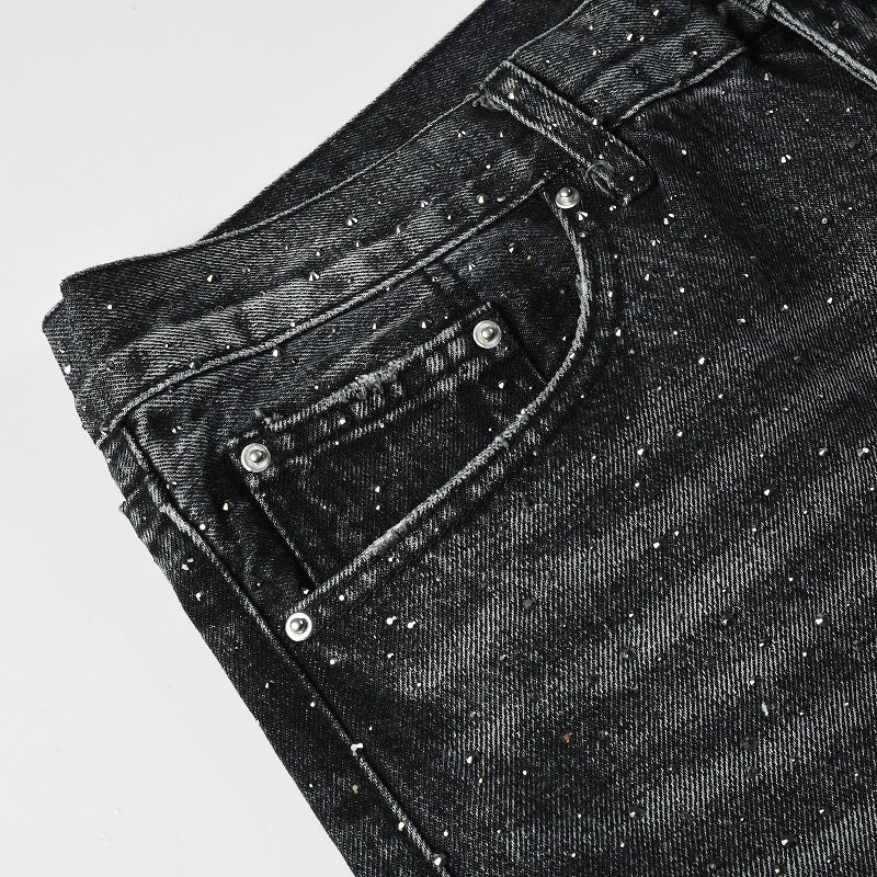 Black Rhinestone Denim