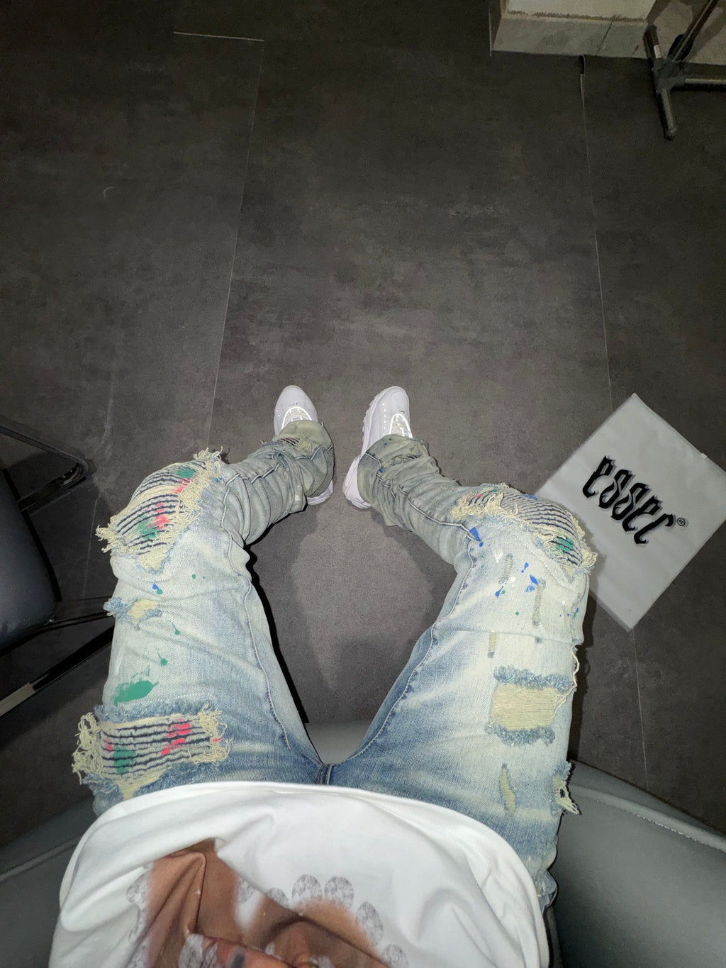 Stacked Grey Paint Denim