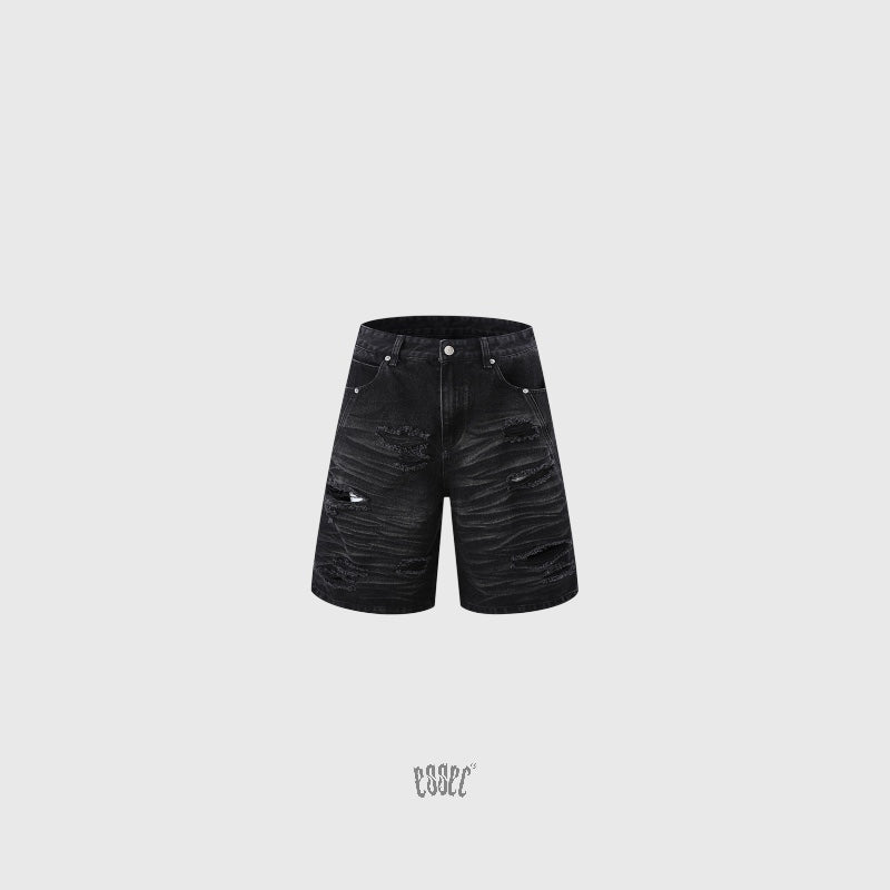 Denim Distressed Shorts Black