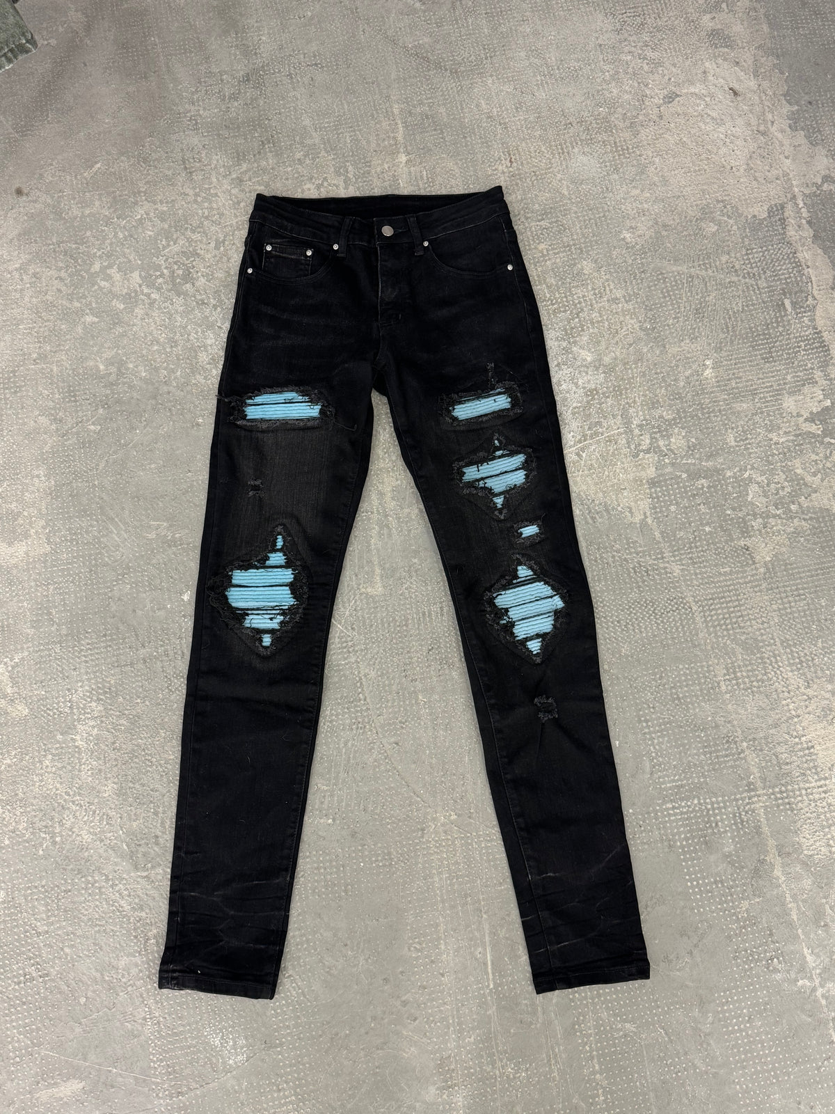Baby Blue Patch Black Denim (24h Shipping)